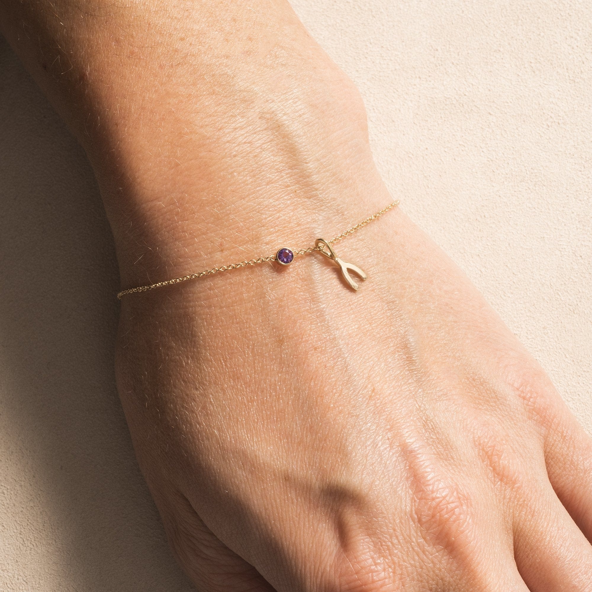 14K Yellow Gold Wishbone Charm - Image 2