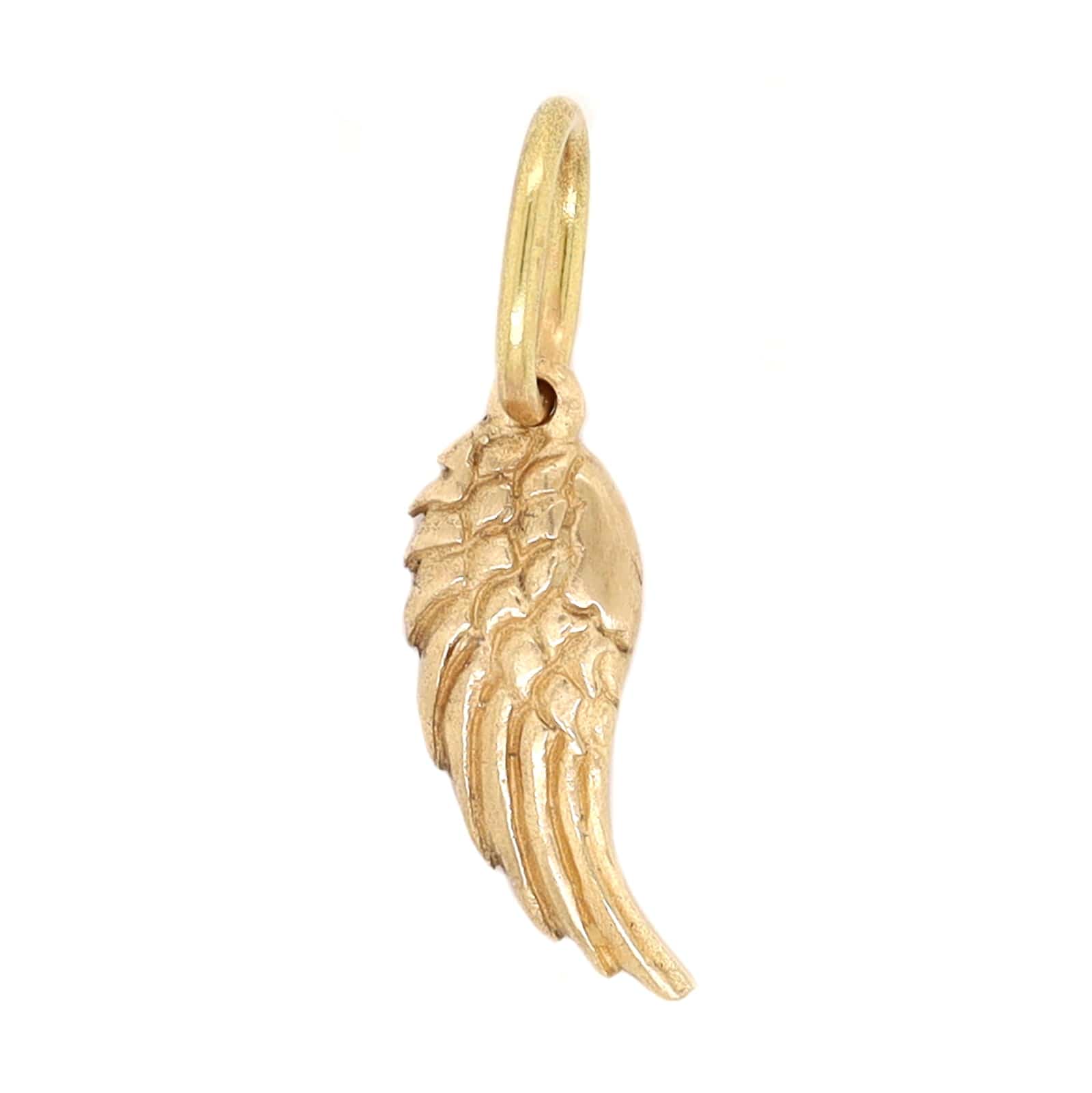 14K Yellow Gold Feathered Wing Charm