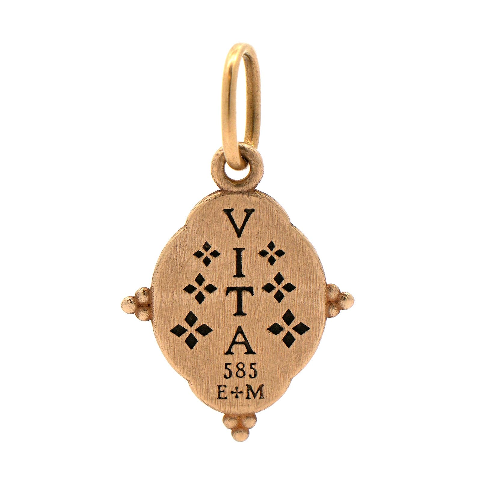 14K Yellow Gold Small Ornate Oval Owl Charm - Image 2