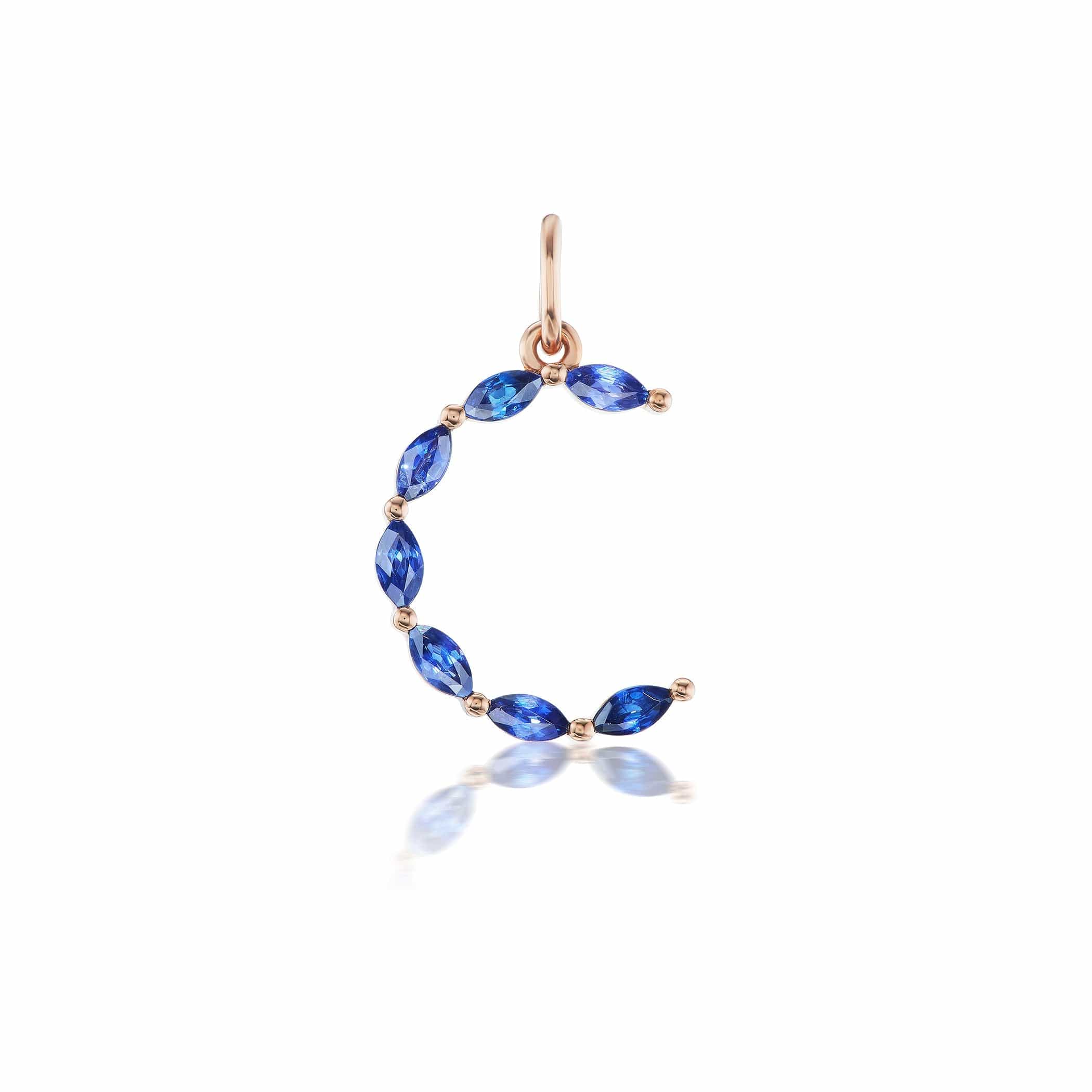 14K Rose Gold Letter "C" Sapphire Charm