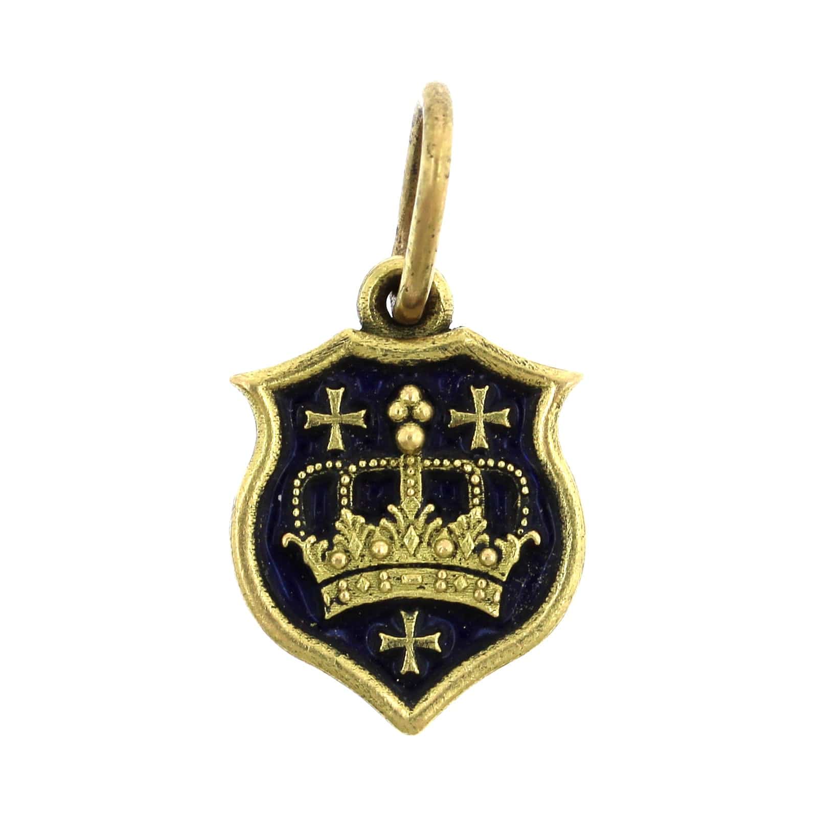 18K Yellow Gold Vitreous Enamel Crown "Kiss" Charm