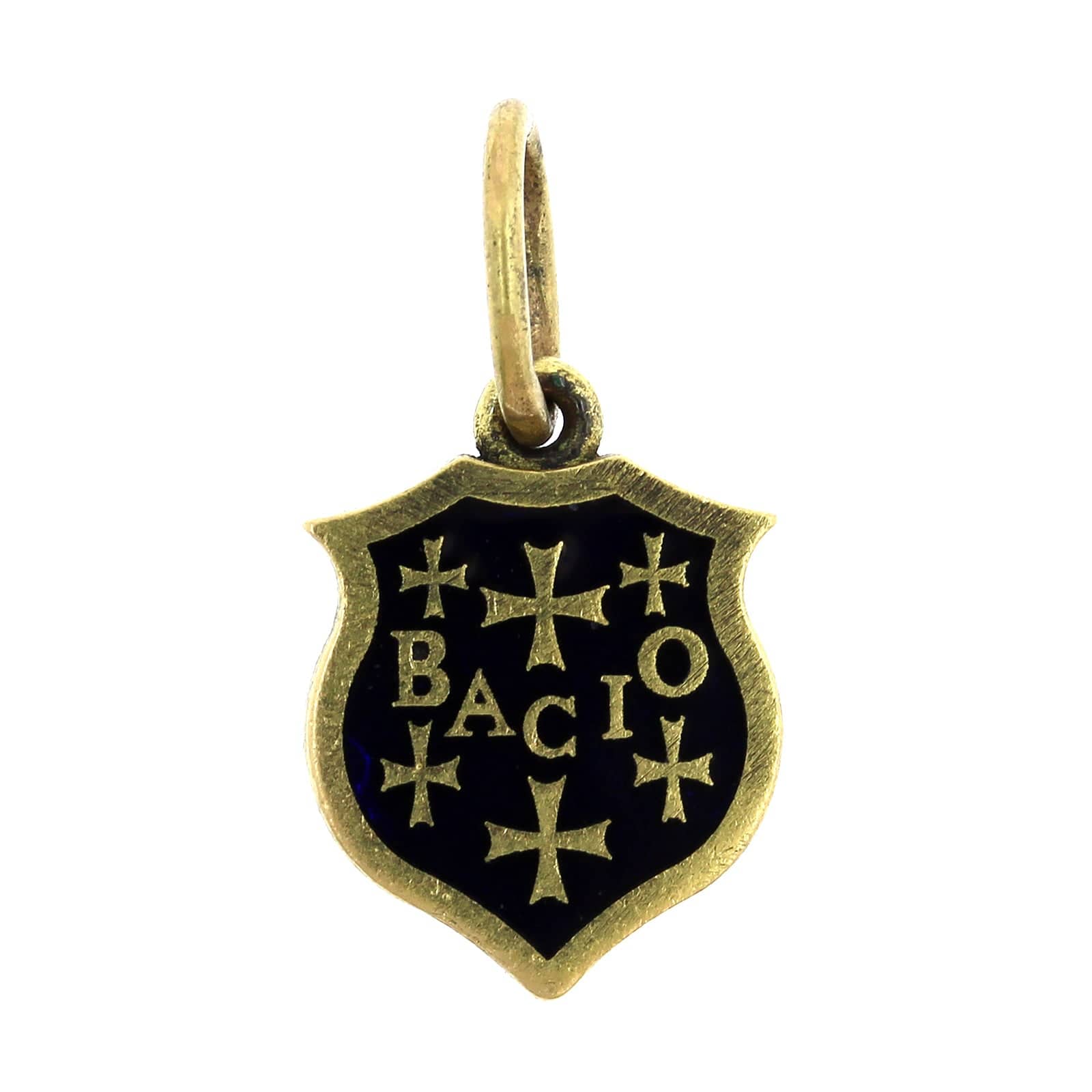 18K Yellow Gold Vitreous Enamel Crown "Kiss" Charm - Image 2