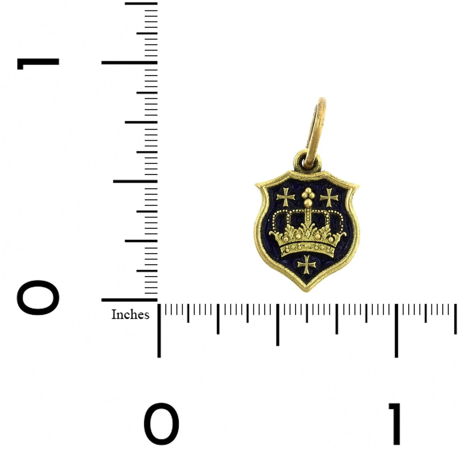 18K Yellow Gold Vitreous Enamel Crown "Kiss" Charm - Image 3