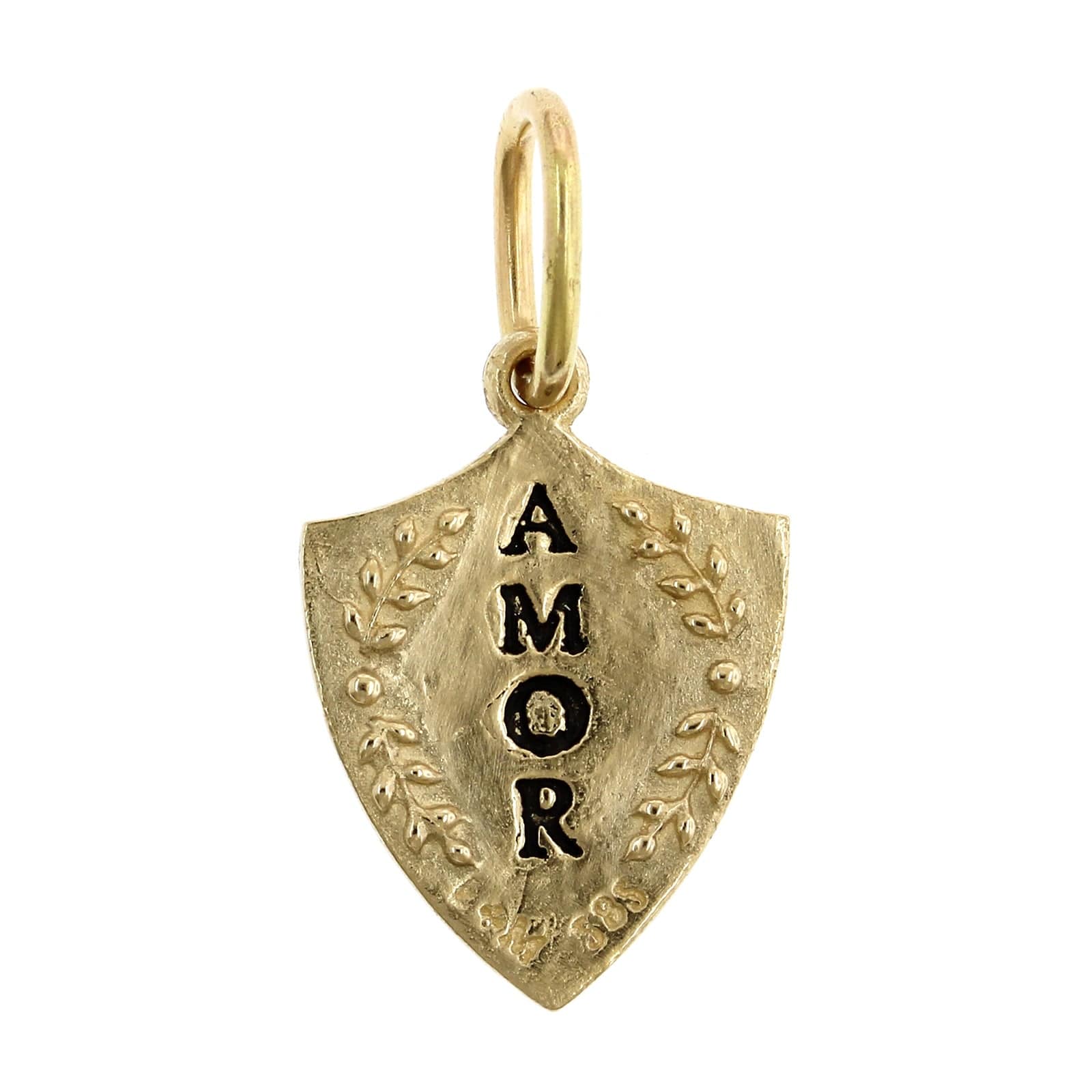 14K Yellow Gold Small Floral Queen Bee Shield Charm - Image 2
