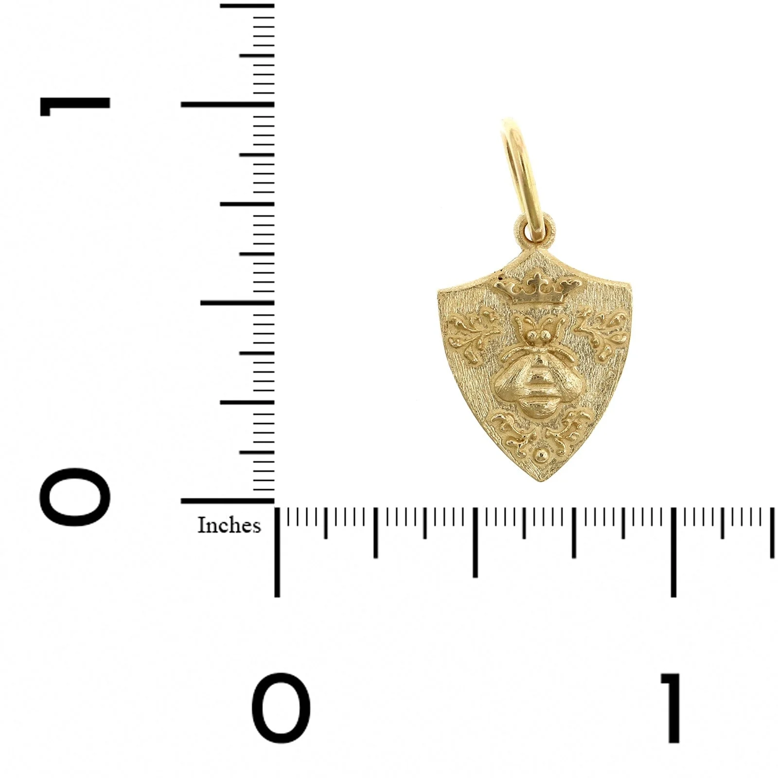 14K Yellow Gold Small Floral Queen Bee Shield Charm - Image 3