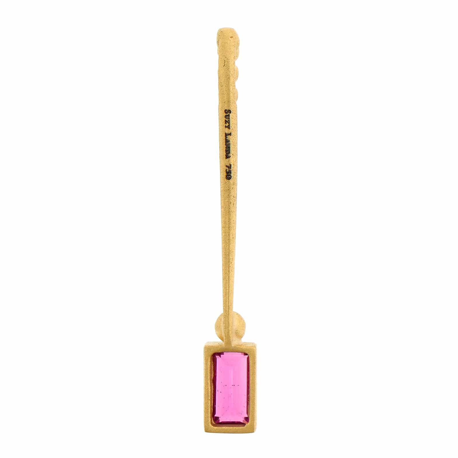 Suzy Landa 18K Yellow Gold Pink Sapphire and Diamond Lolli Pendant - Image 2