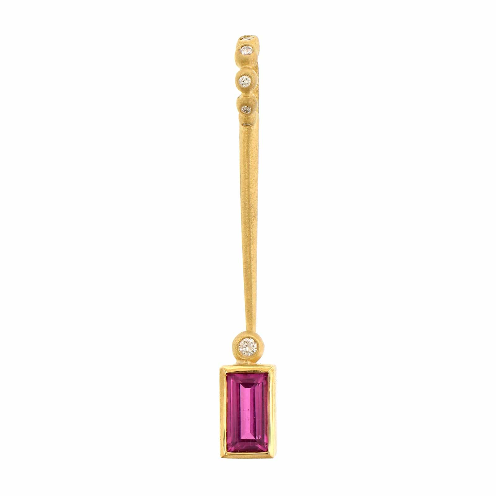Suzy Landa 18K Yellow Gold Pink Sapphire and Diamond Lolli Pendant - Image 4