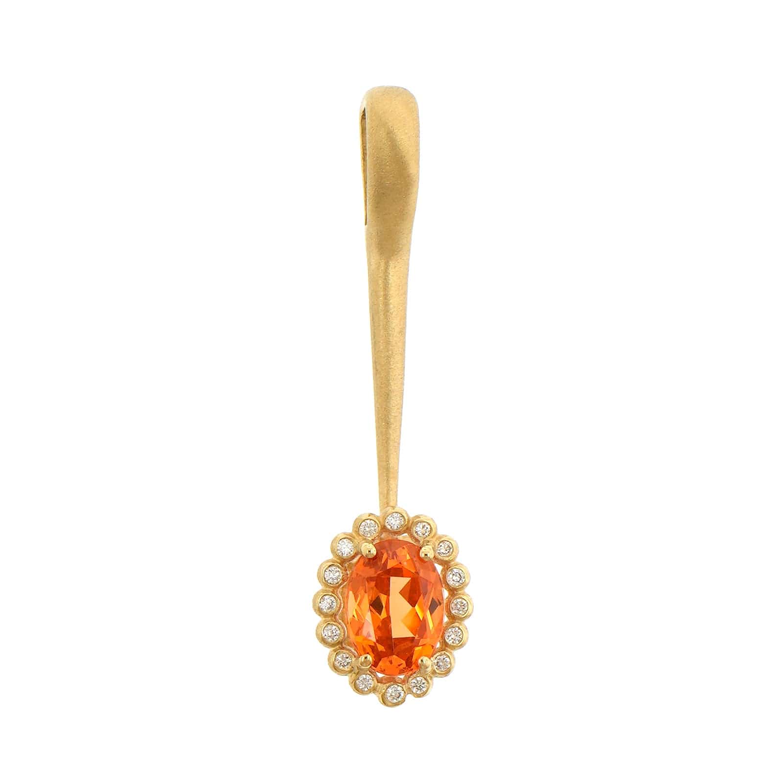 Suzy Landa 18K Yellow Gold Spessartite Garnet and Diamond Lolli Pendant - Image 4