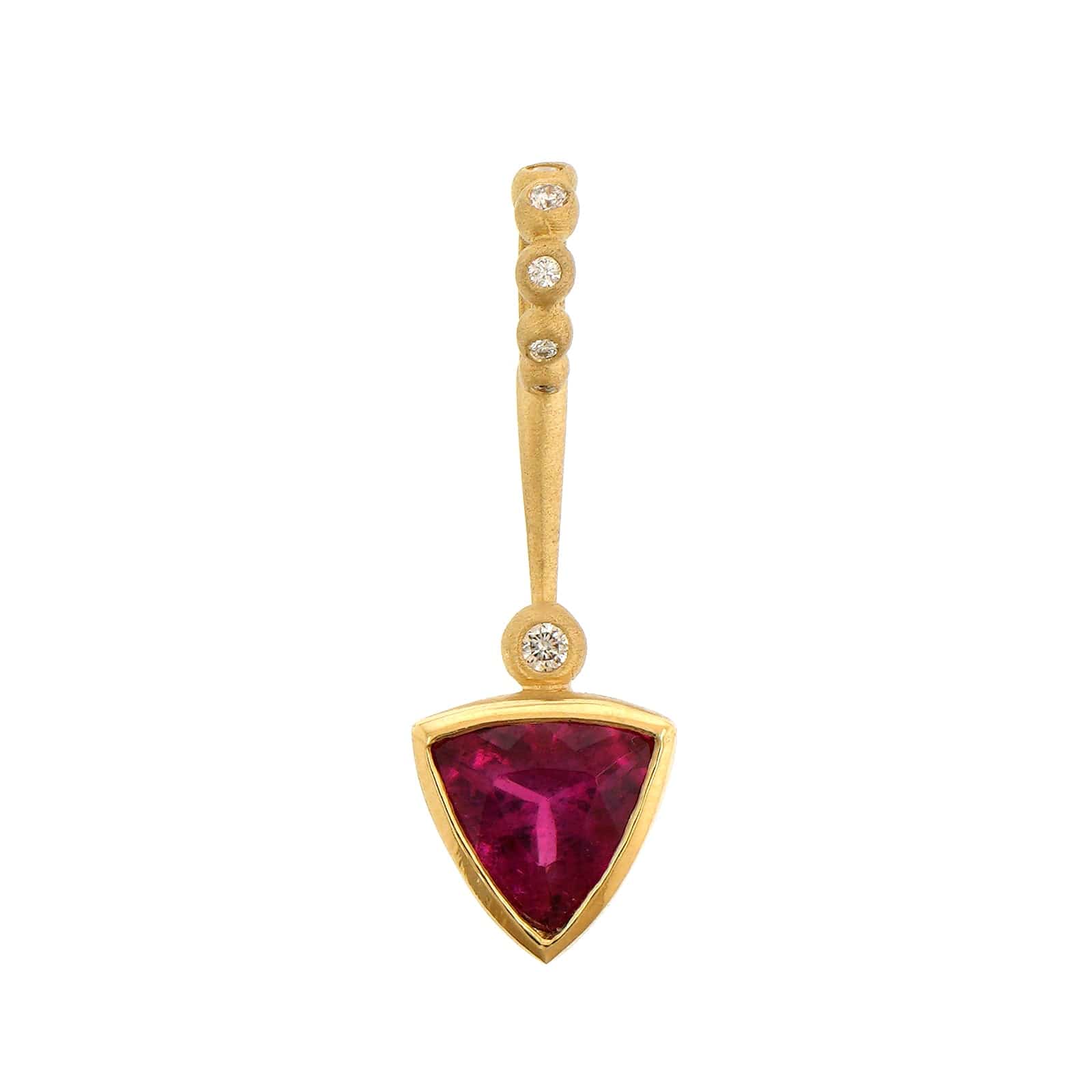 Suzy Landa 18K Yellow Gold Rubellite and Diamond Lolli Pendant - Image 4