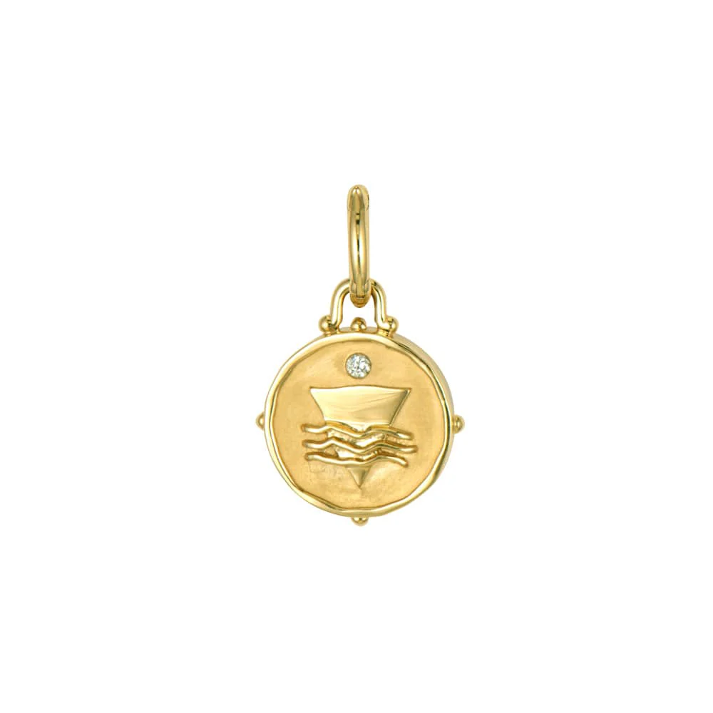 Three Stories 14K Yellow Gold Engraved Sea Goddess Charm - Image 2