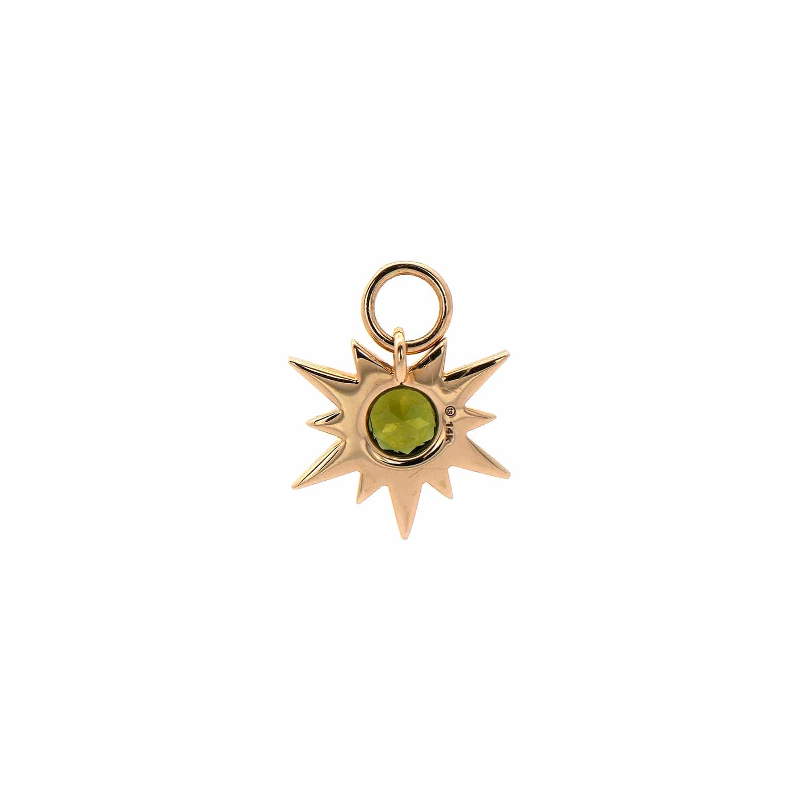 Three Stories 14K Yellow Gold Tiny Love Explosion Starburst Diamond and Tourmaline Charm - Image 2