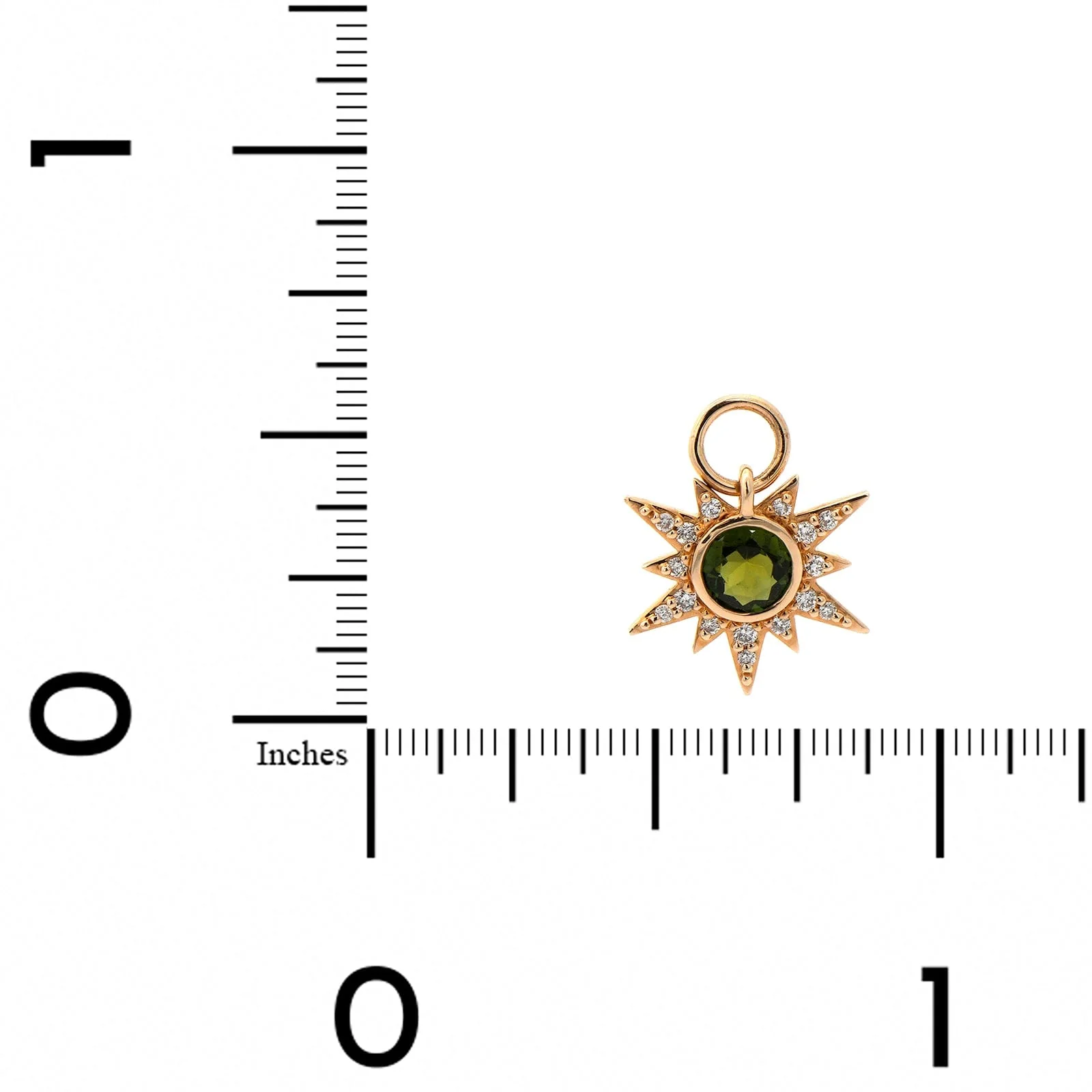 Three Stories 14K Yellow Gold Tiny Love Explosion Starburst Diamond and Tourmaline Charm - Image 3