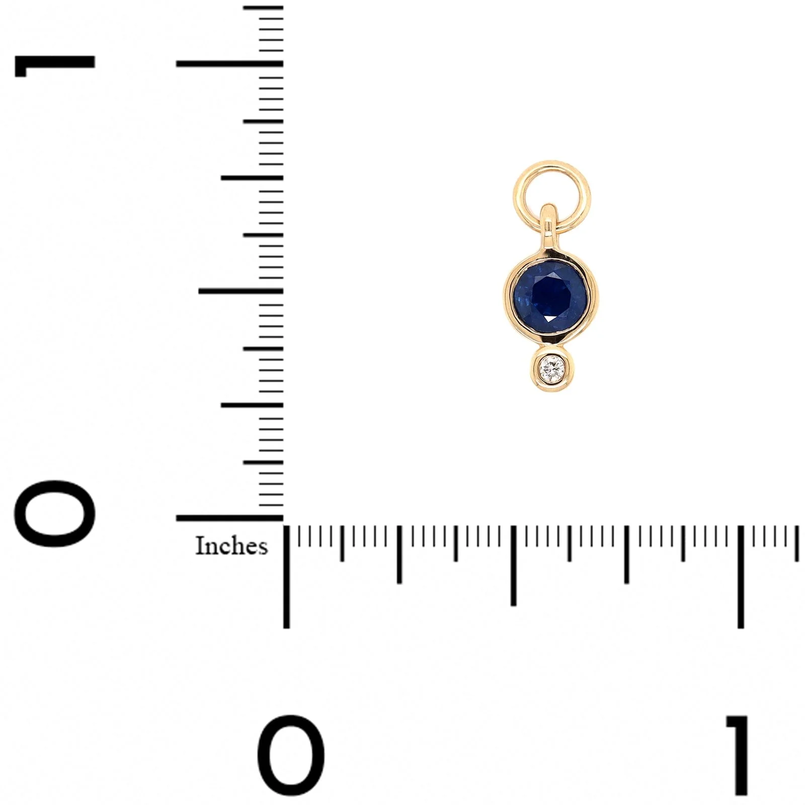 Three Stories 14K Yellow Gold Bezel Set Sapphire and Diamond Charm - Image 3