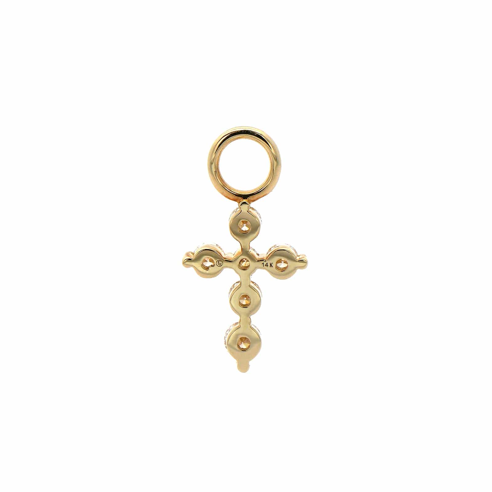Three Stories 14K Yellow Gold Tiny Prong Set Diamond Cross Charm - Image 2