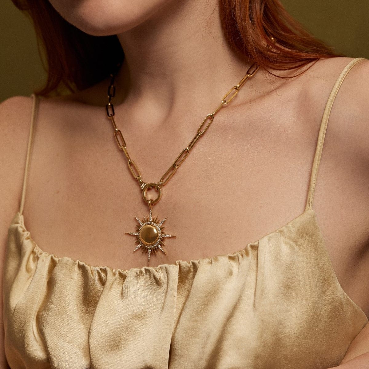 Sorellina 18K Yellow Gold Diamond Sun Motif Pendant - Image 2
