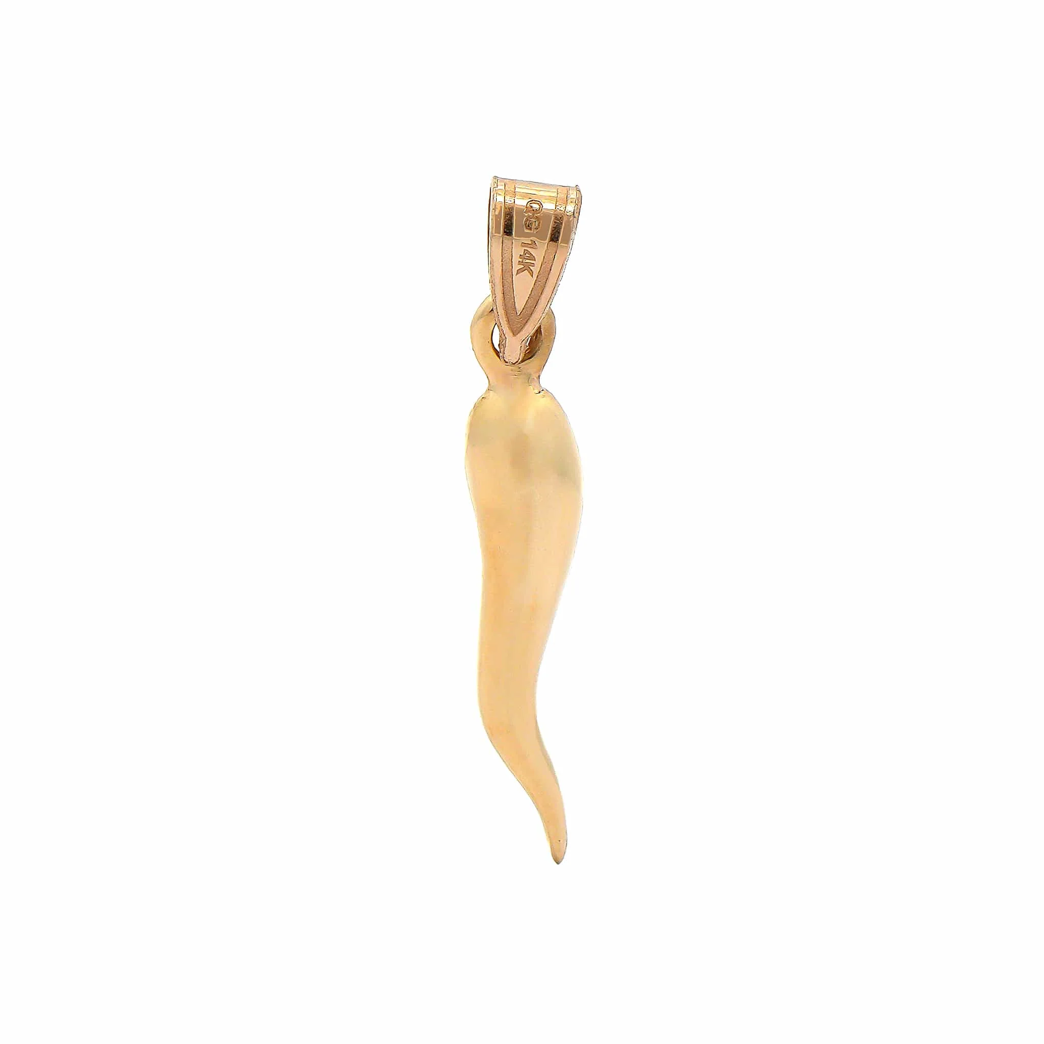 14K Yellow Gold Medium Italian Horn Charm - Image 2