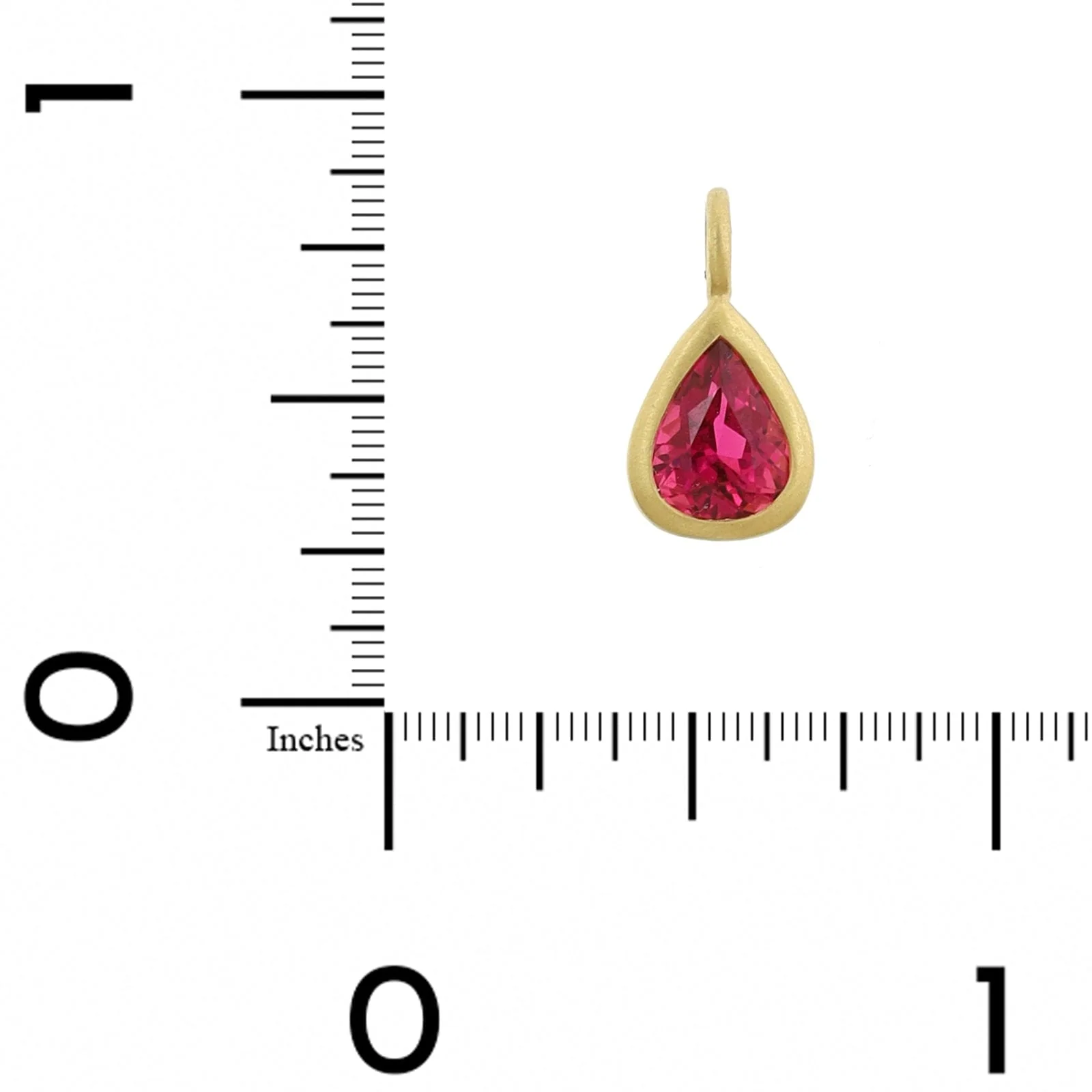 18K Yellow Gold Pink Pear Shaped Tourmaline Charm - Image 3