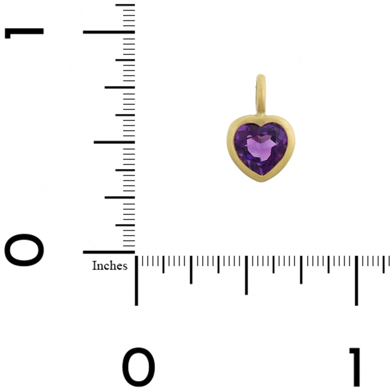 18K Yellow Gold Heart Shaped Amethyst Charm - Image 3