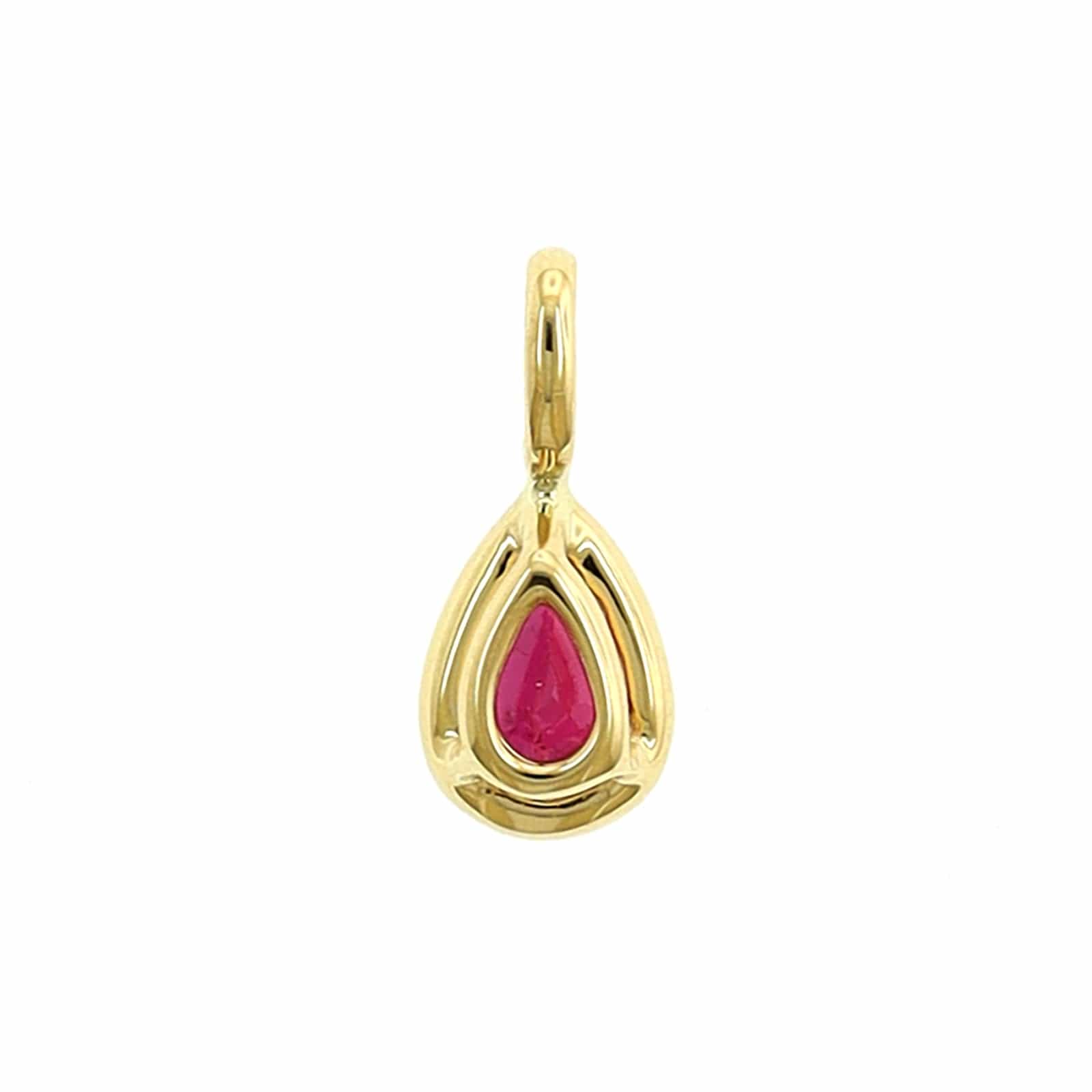18K Yellow Gold Pear Shaped Ruby Charm - Image 2