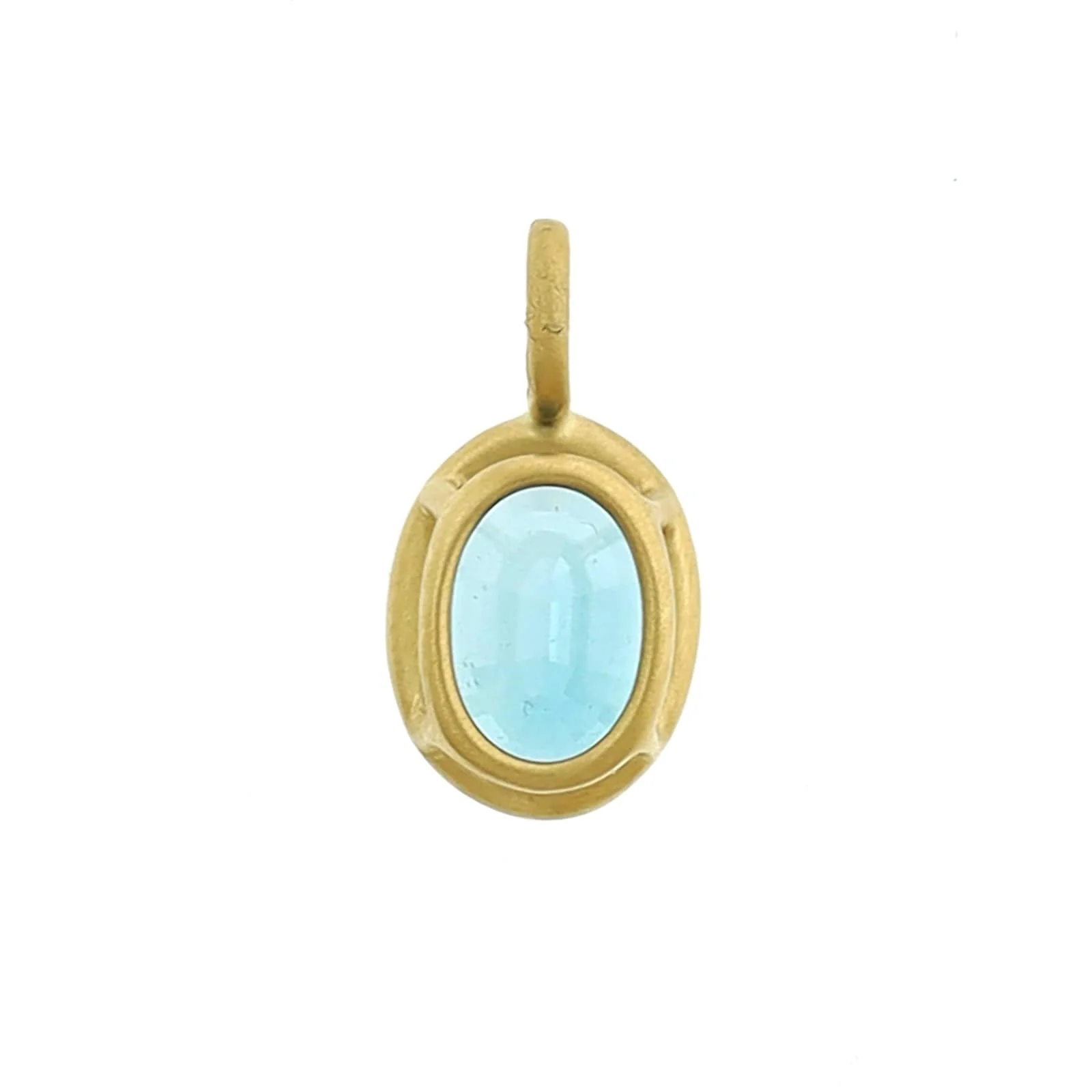 18K Yellow Gold Oval Shaped Blue Zircon Charm - Image 2