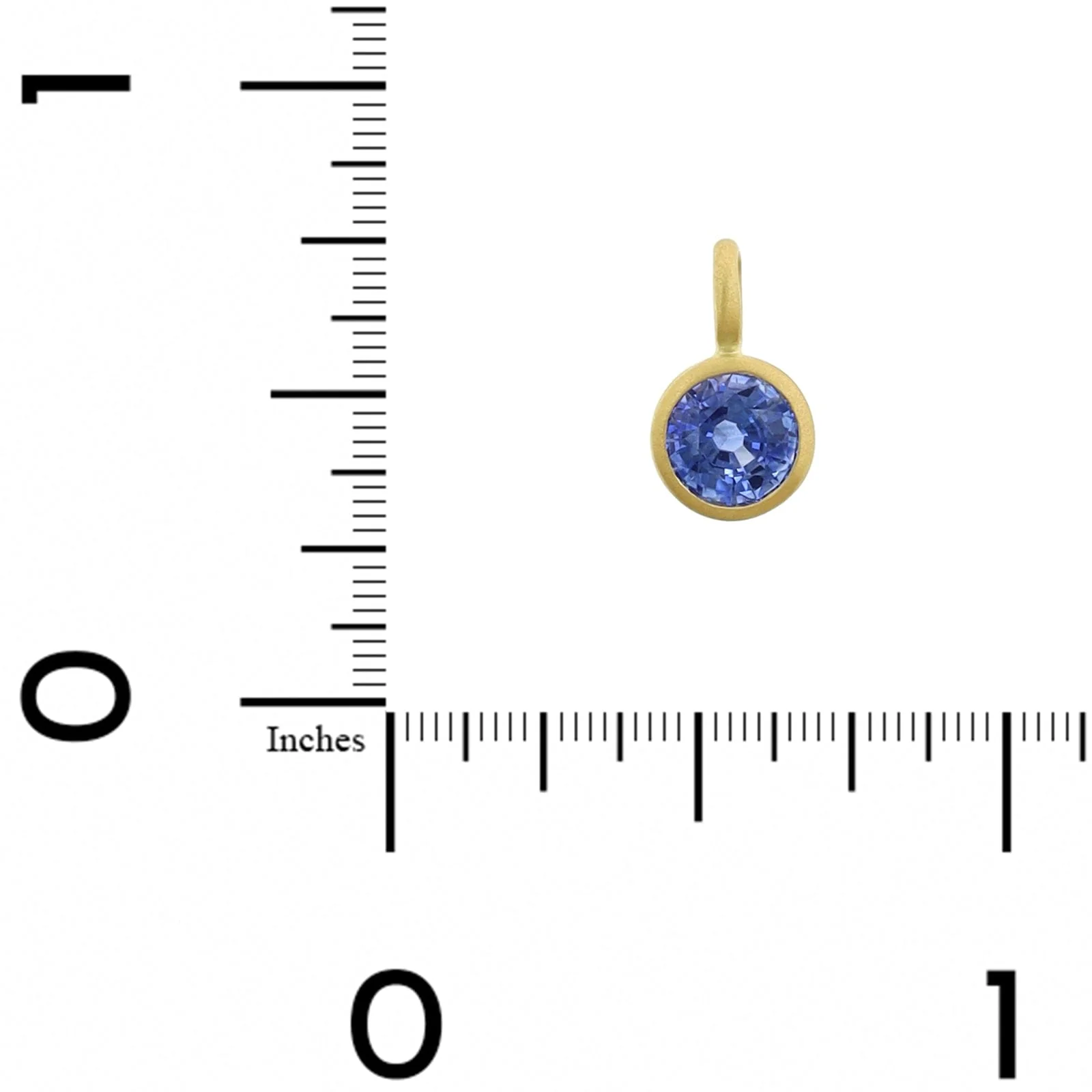 18K Yellow Gold Round Sapphire Charm - Image 3