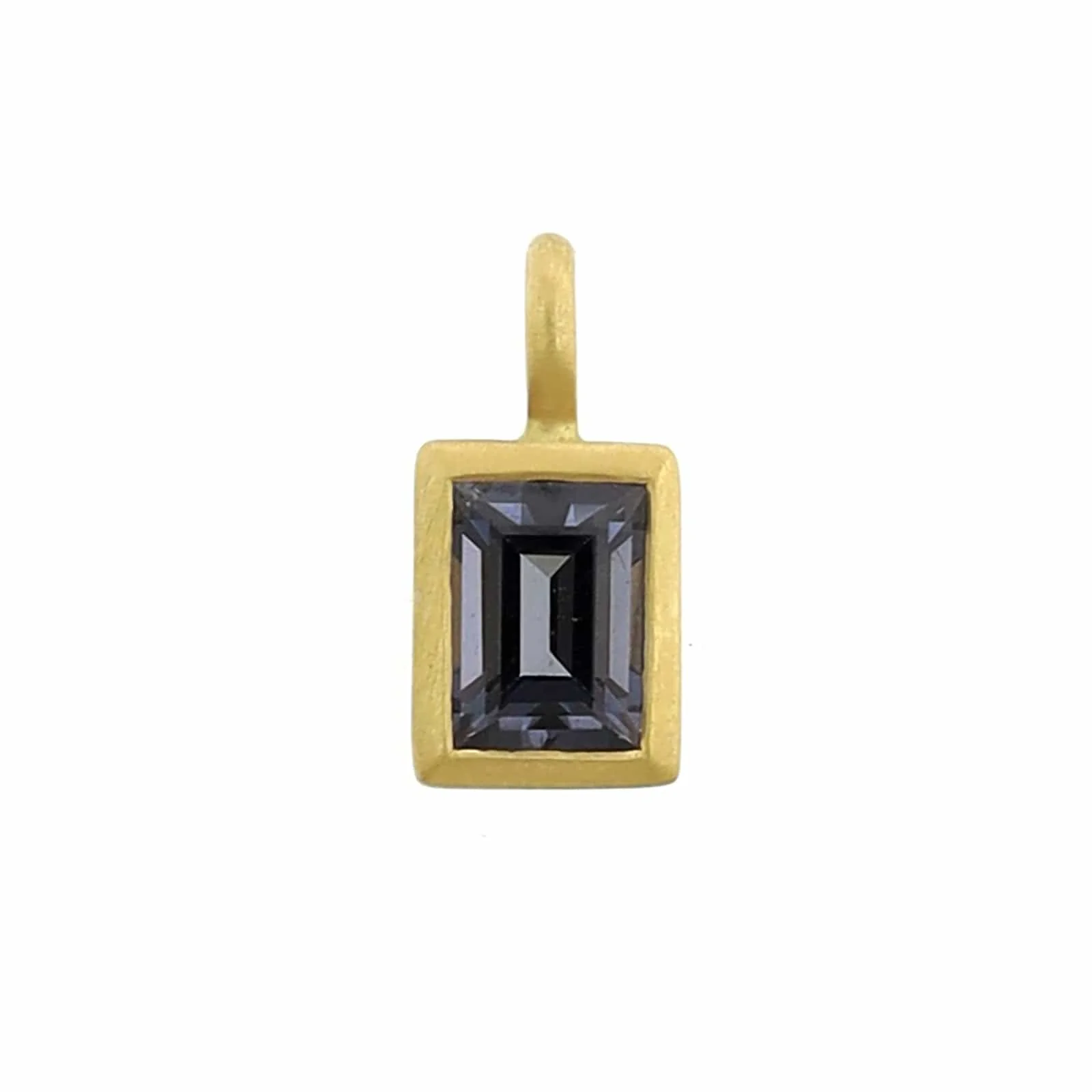 18K Yellow Gold Baguette Grey Spinel Charm