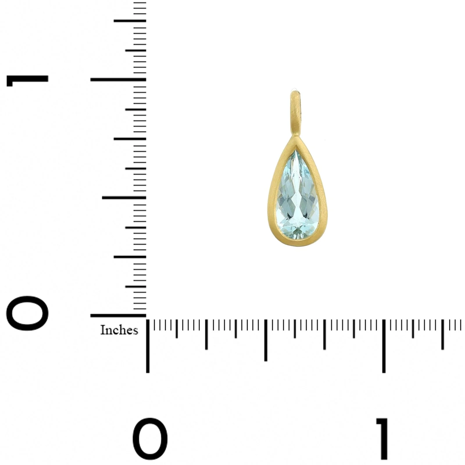 18K Yellow Gold Pear Shaped Aquamarine Charm - Image 3