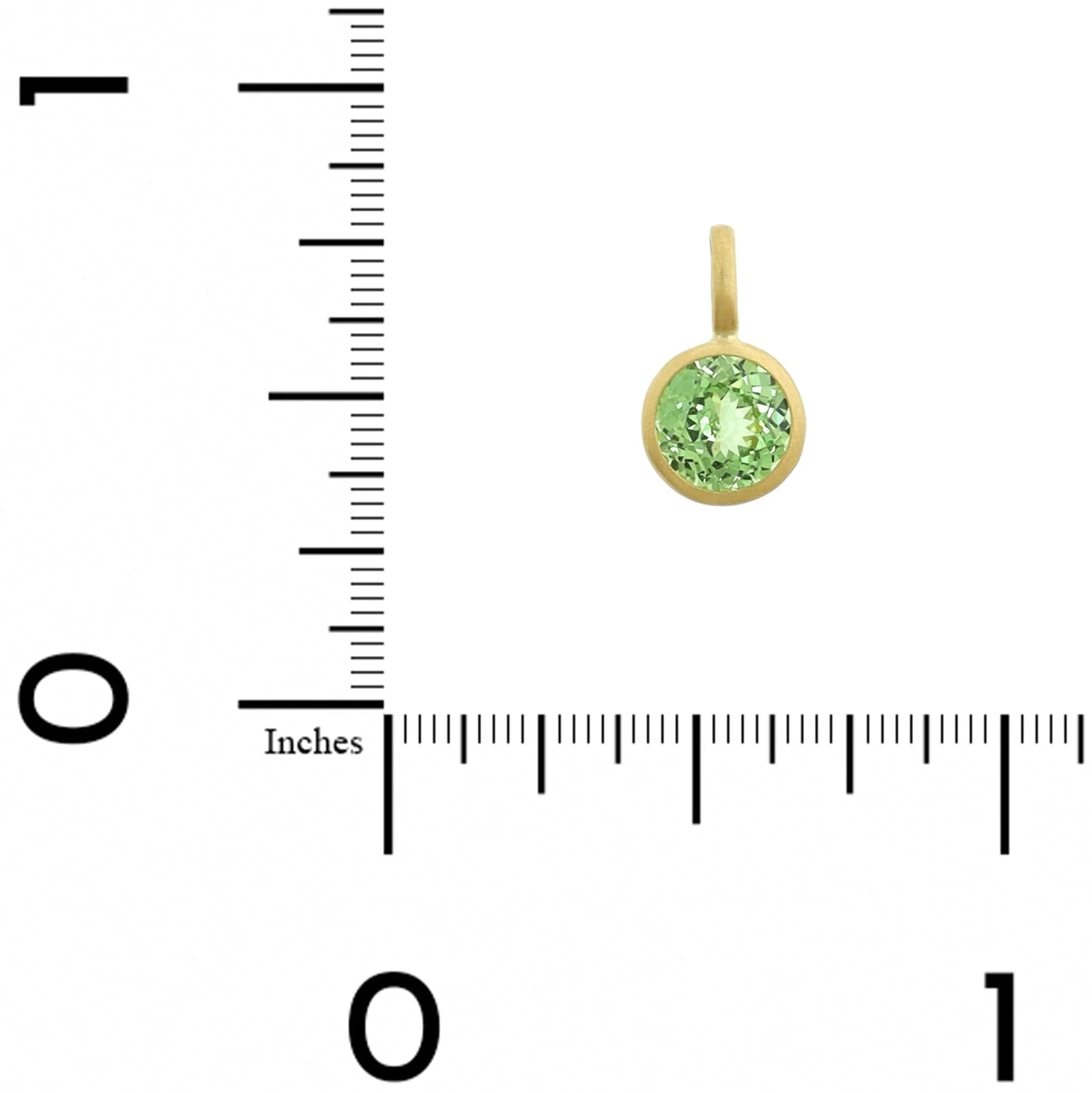 18K Yellow Gold Round Mint Garnet Charm - Image 3