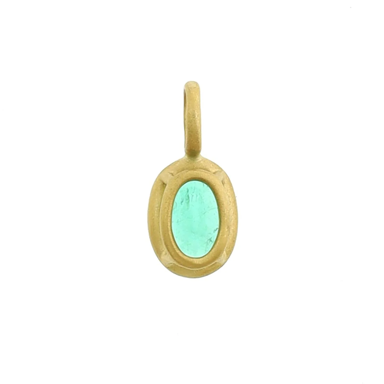 18K Yellow Gold Oval Emerald Charm - Image 2