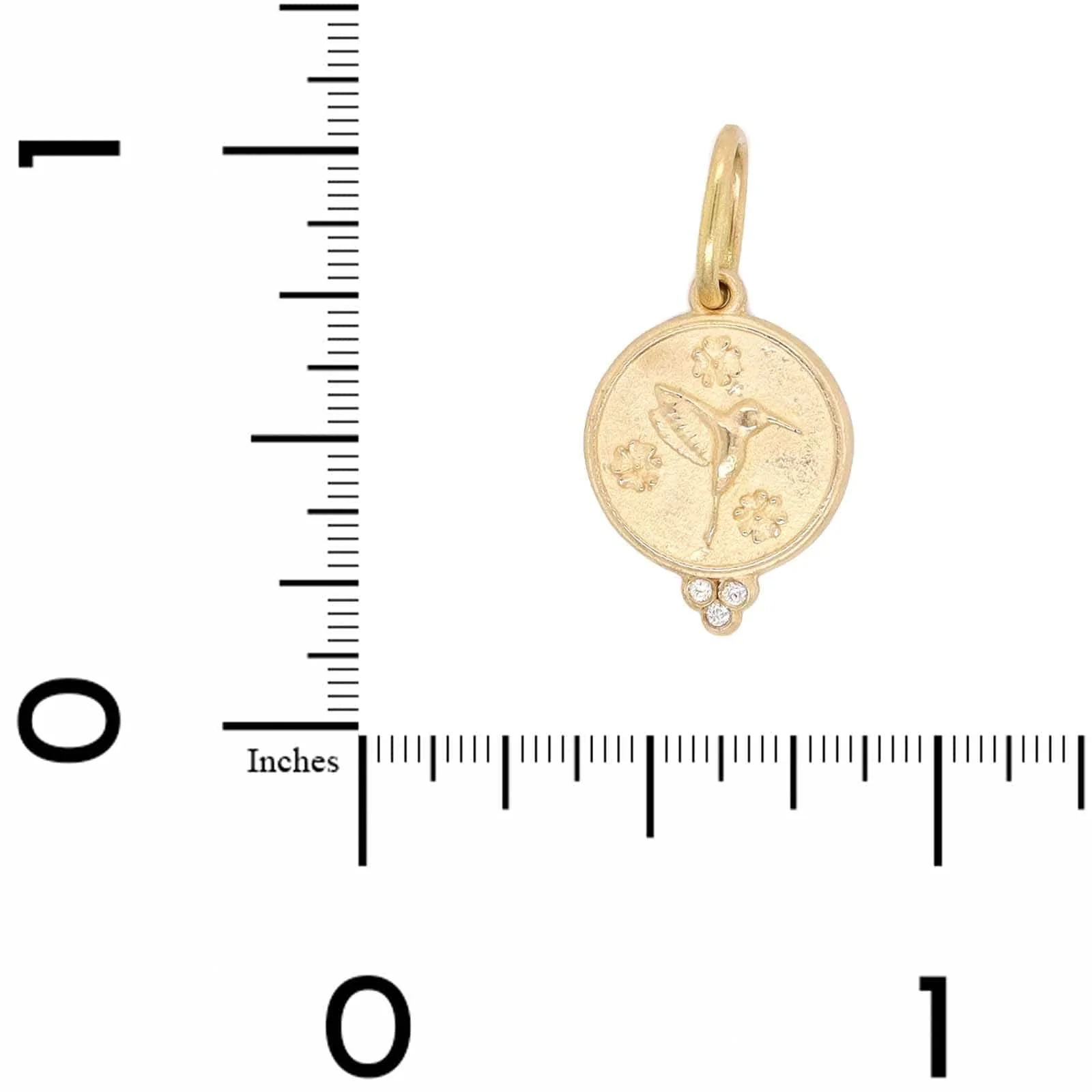 14K Yellow Gold Small Round Diamond Hummingbird Charm - Image 3