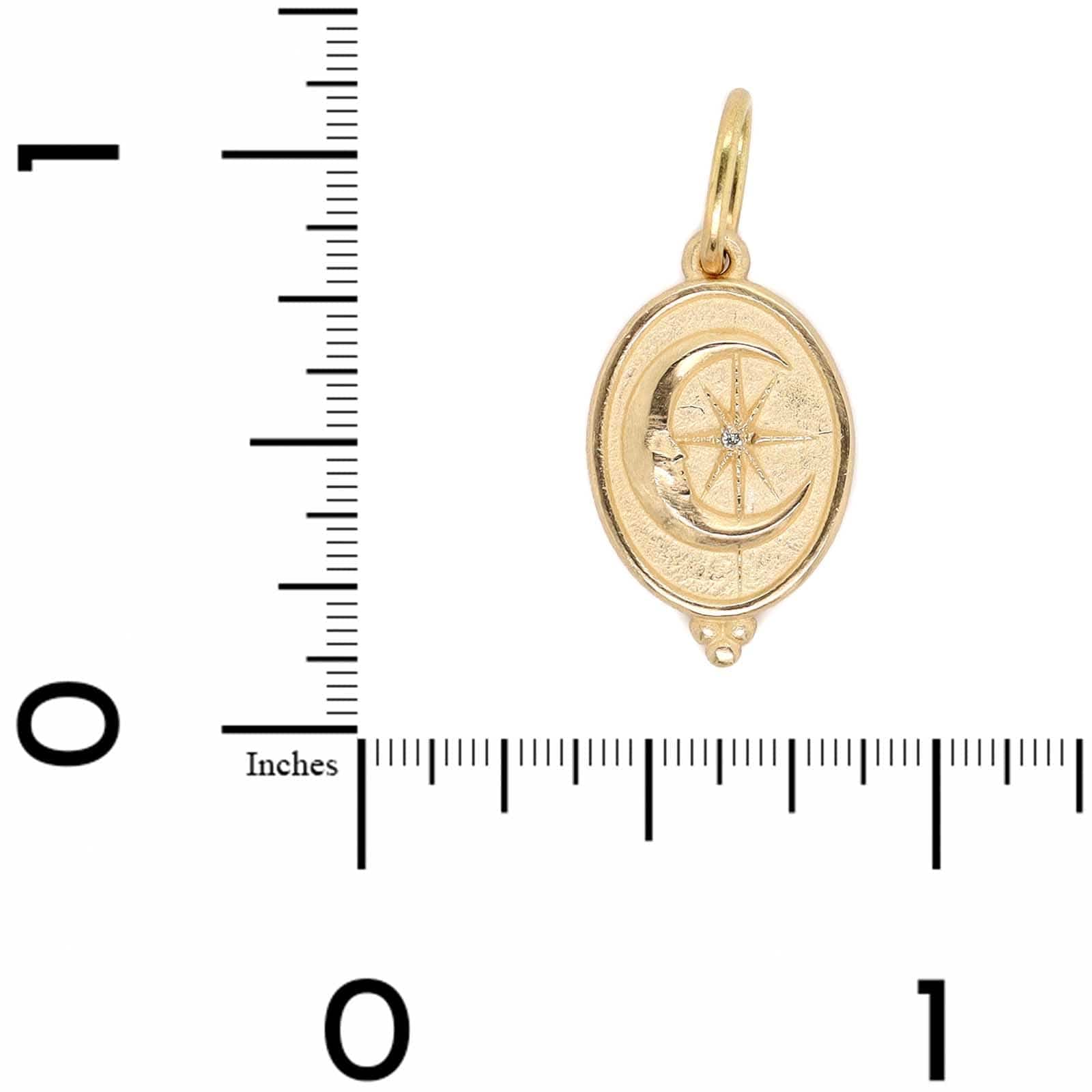 14K Yellow Gold Small Diamond Oval Man in the Moon Charm - Image 3