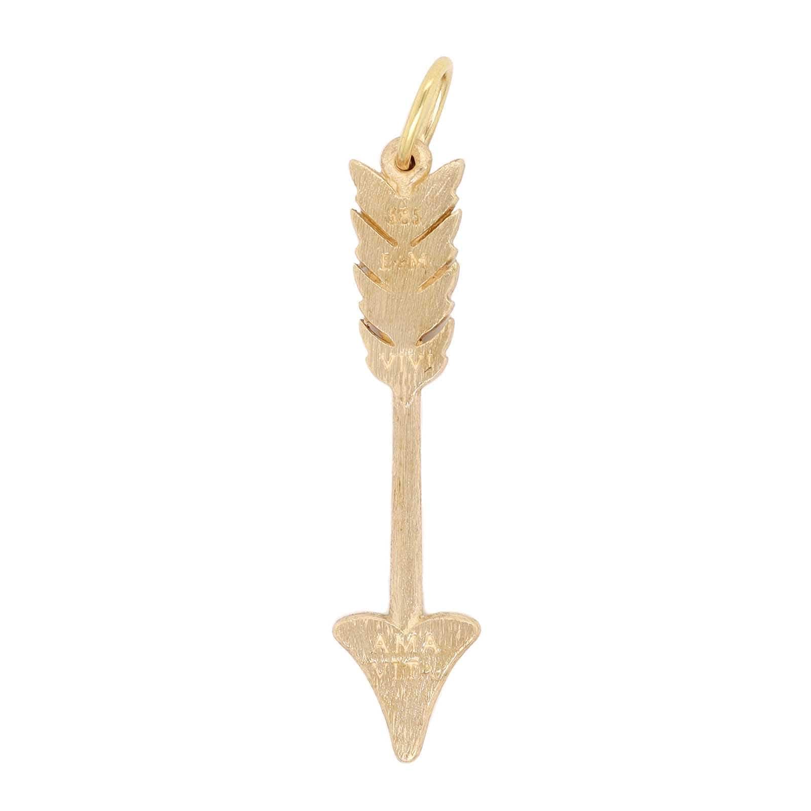 14K Yellow Gold Small Diamond Arrow Charm - Image 2