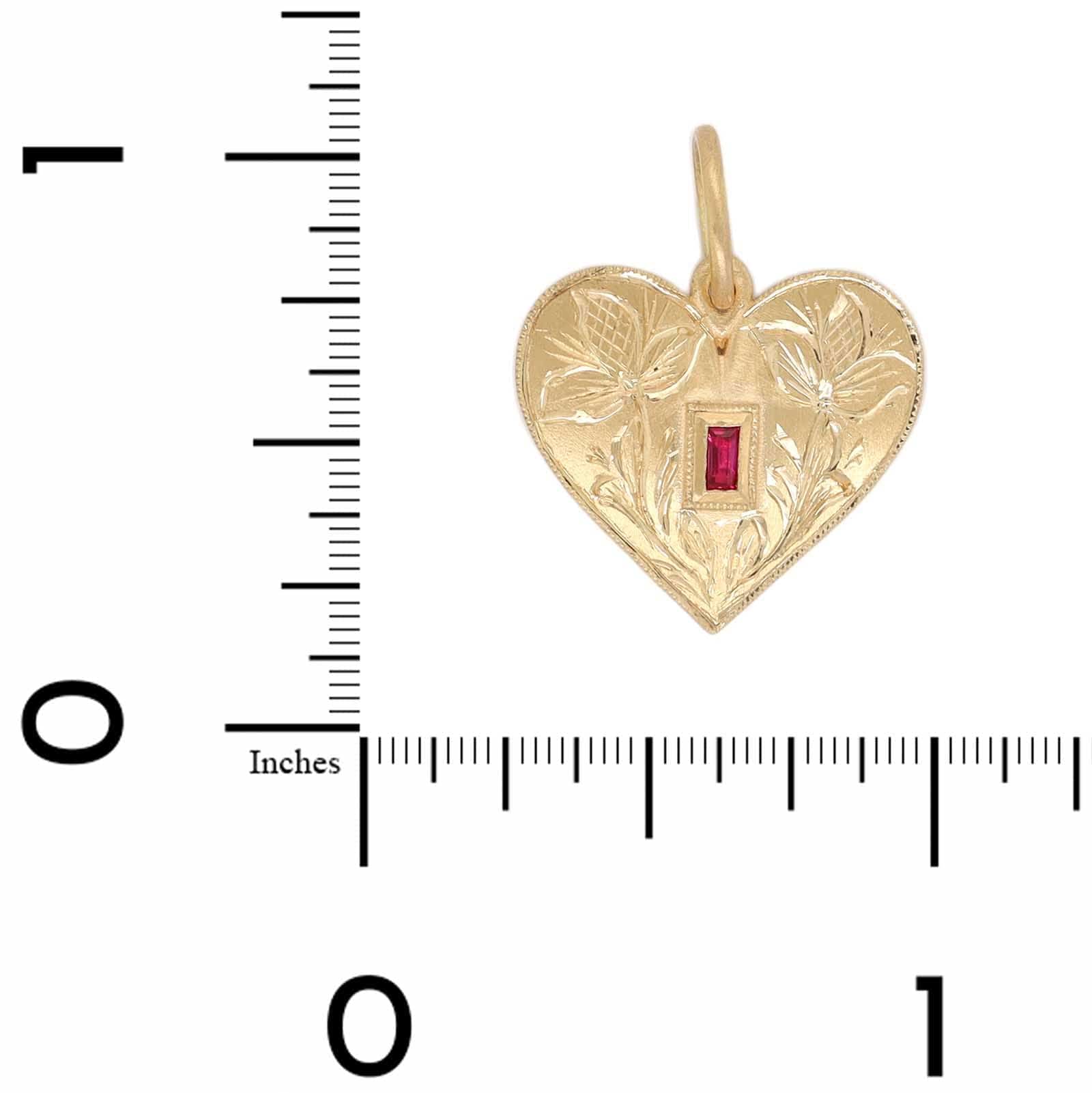 18K Yellow Gold Pink Sapphire Medium Heart Shaped Charm - Image 3