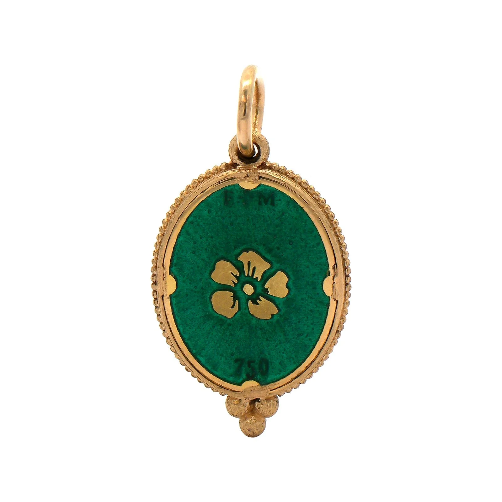 18K Yellow Gold Small Diamond Oval Moon Charm - Image 2