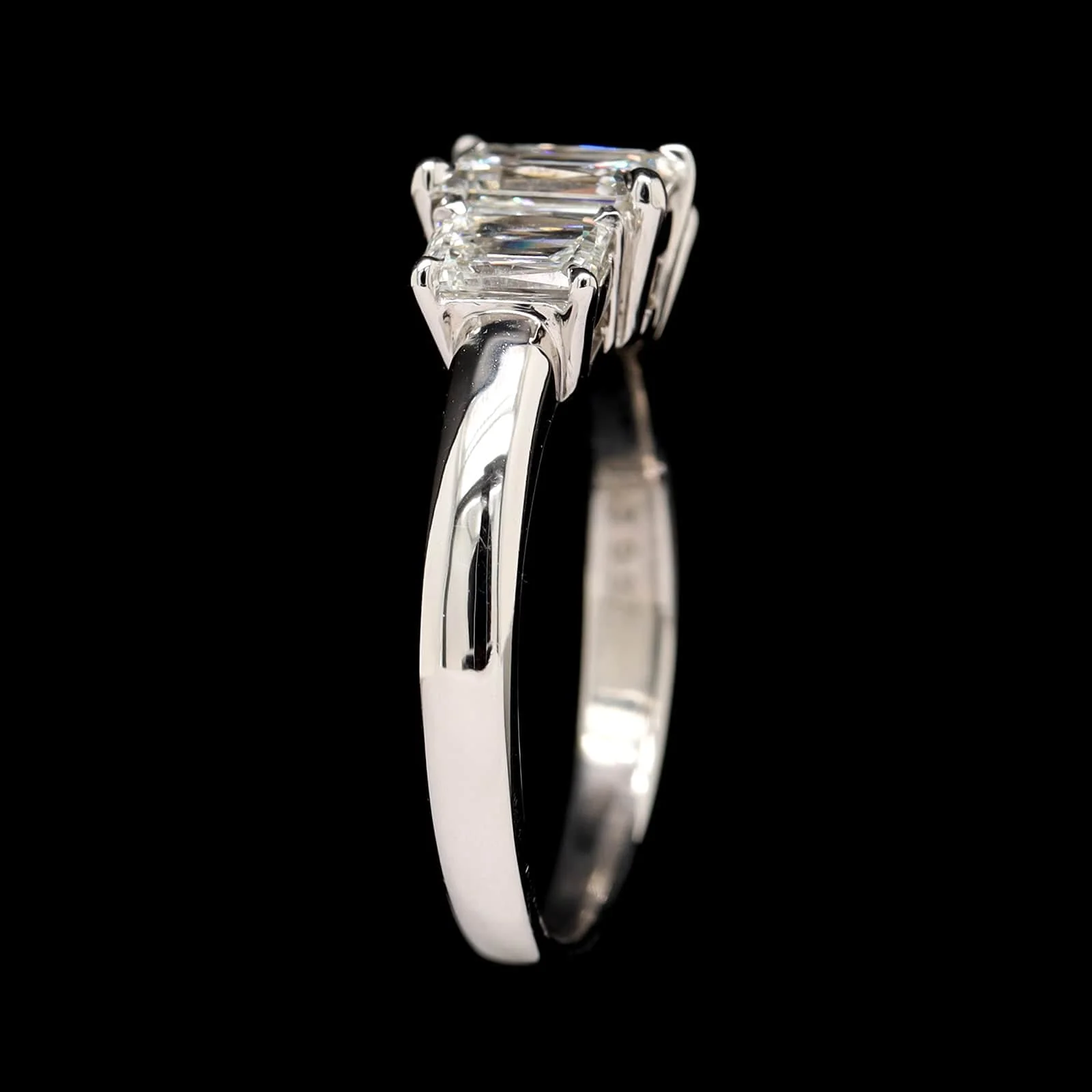 Christopher Designs Platinum Estate Three Stone Diamond Engagement Ring - Image 2
