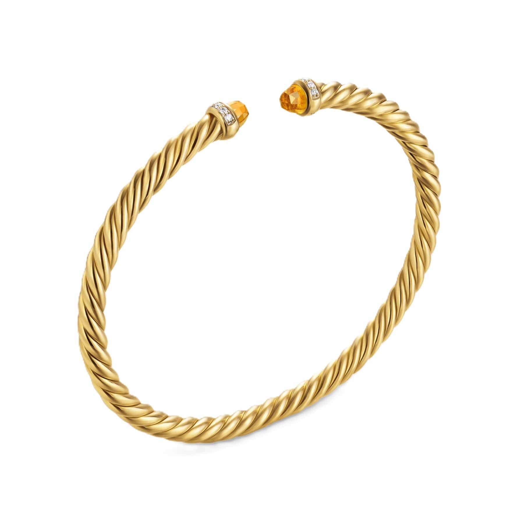 Cablespira® Flex Bracelet 18K Yellow Gold with Citrine and Diamonds, 4mm - Image 2