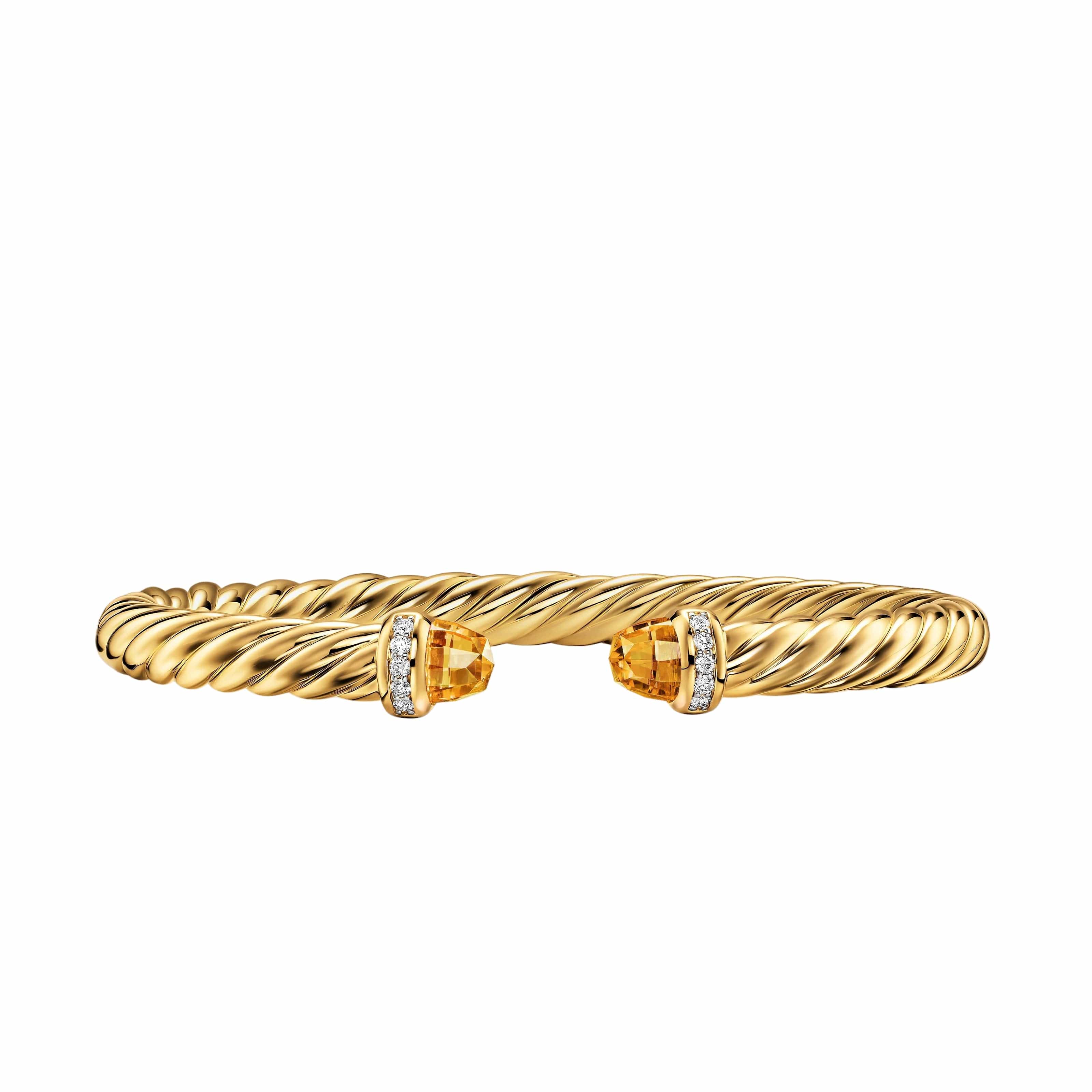 Cablespira® Flex Bracelet 18K Yellow Gold with Citrine and Diamonds, 6mm