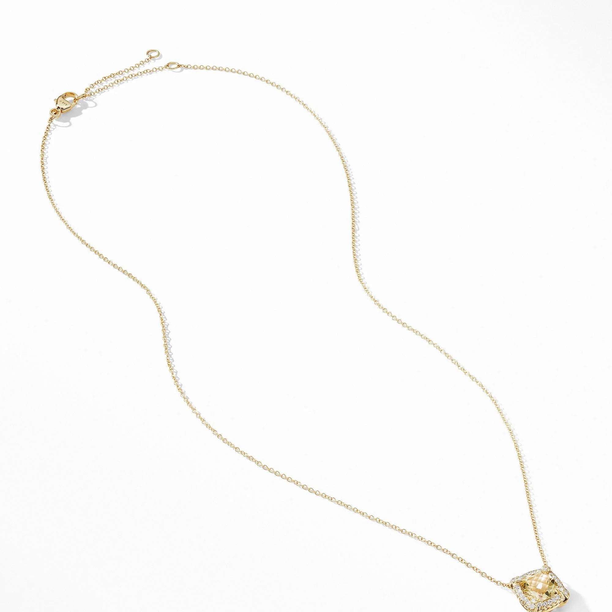 Petite Chatelaine® Pavé Bezel Pendant Necklace in 18K Yellow Gold with Champagne Citrine and Diamonds, 7mm - Image 2