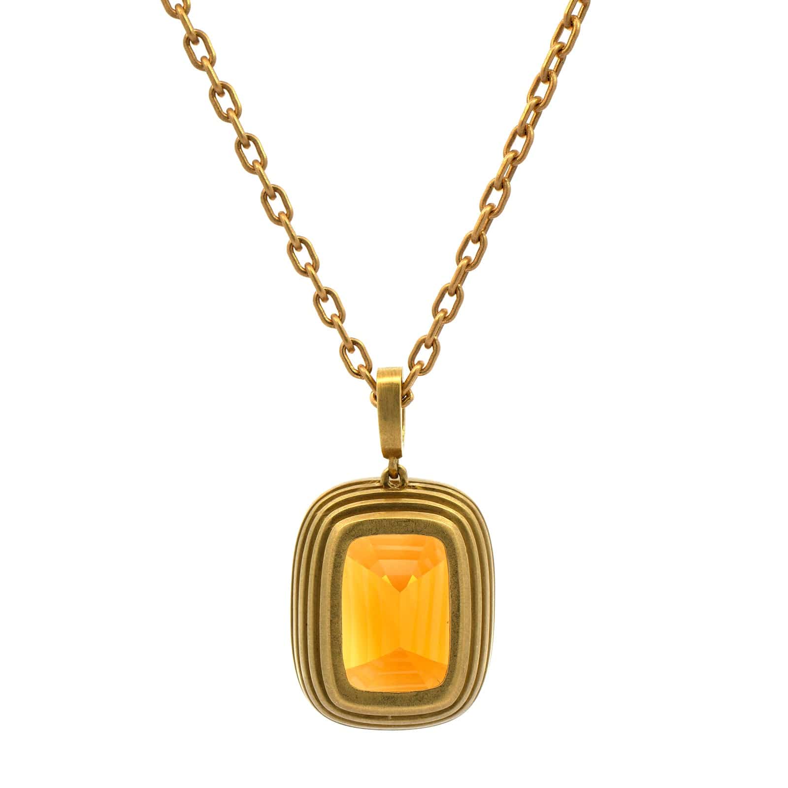 18K Yellow Gold Citrine Pendant Necklace - Image 2