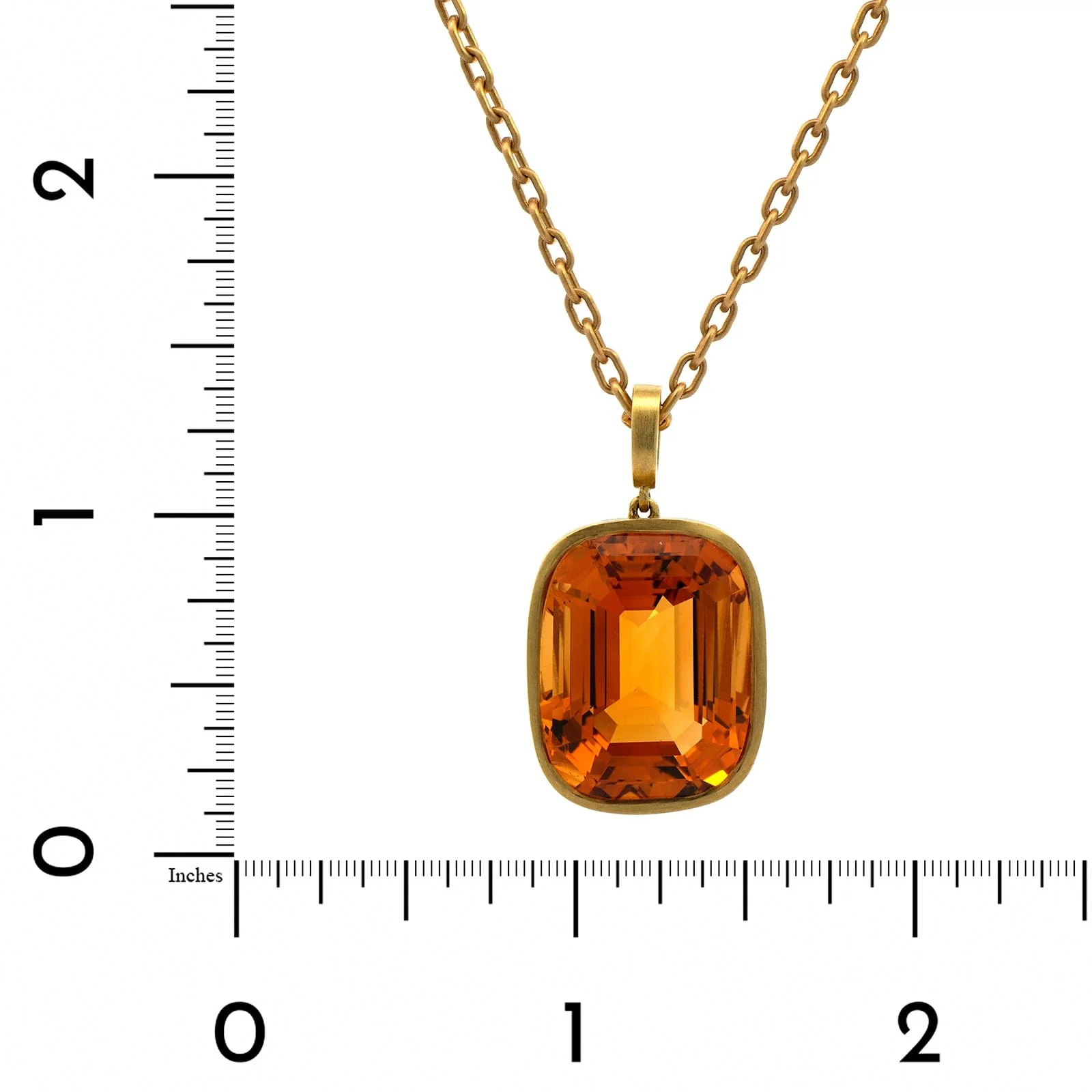 18K Yellow Gold Citrine Pendant Necklace - Image 4