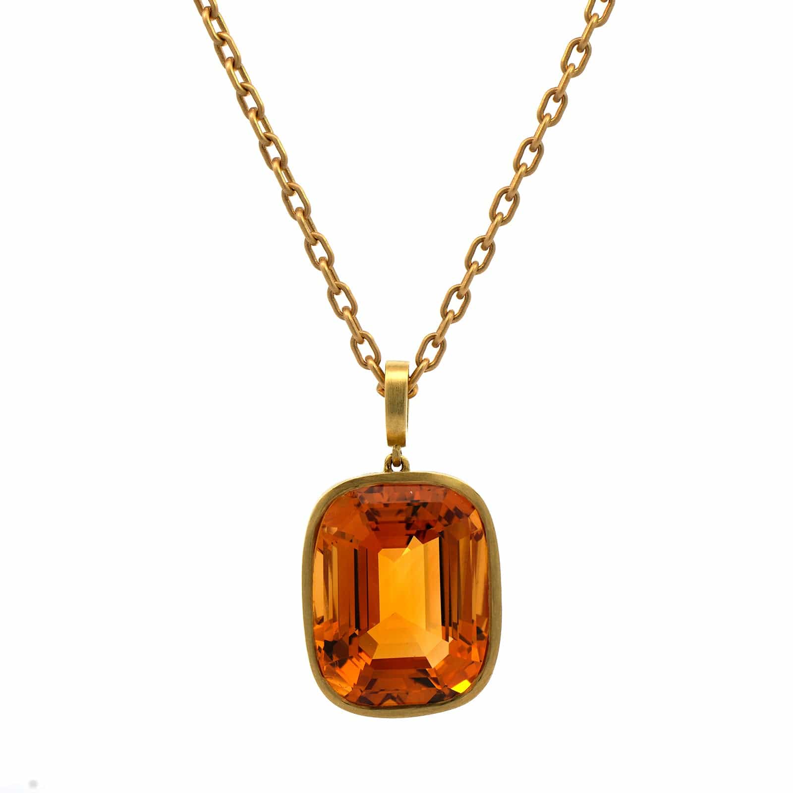18K Yellow Gold Citrine Pendant Necklace - Image 5