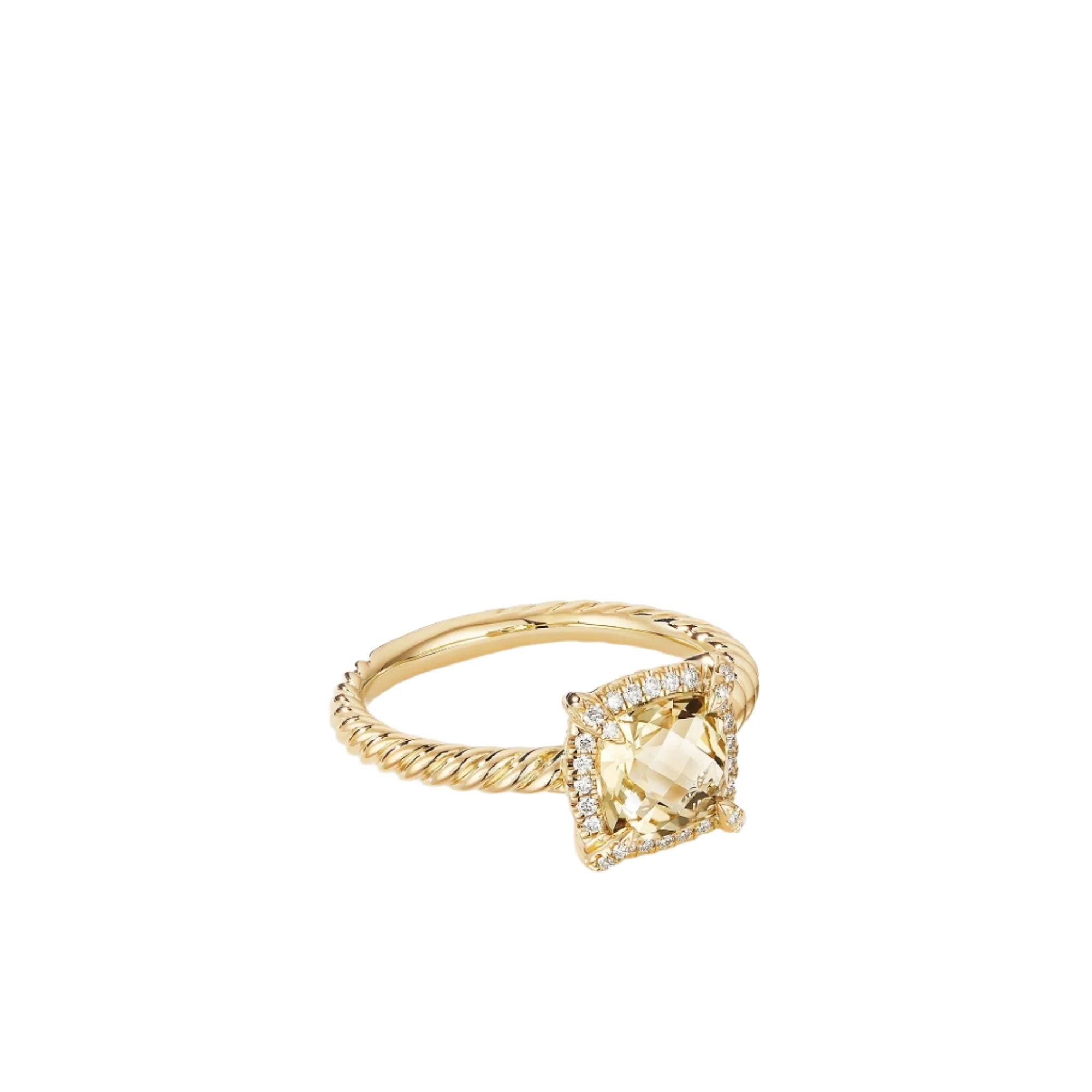 Chatelaine® Pavé Bezel Ring in 18K Yellow Gold with Champagne Citrine