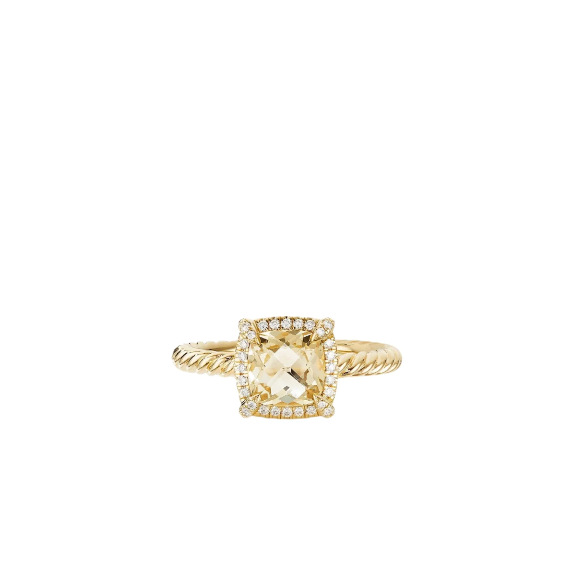 Chatelaine® Pavé Bezel Ring in 18K Yellow Gold with Champagne Citrine - Image 2
