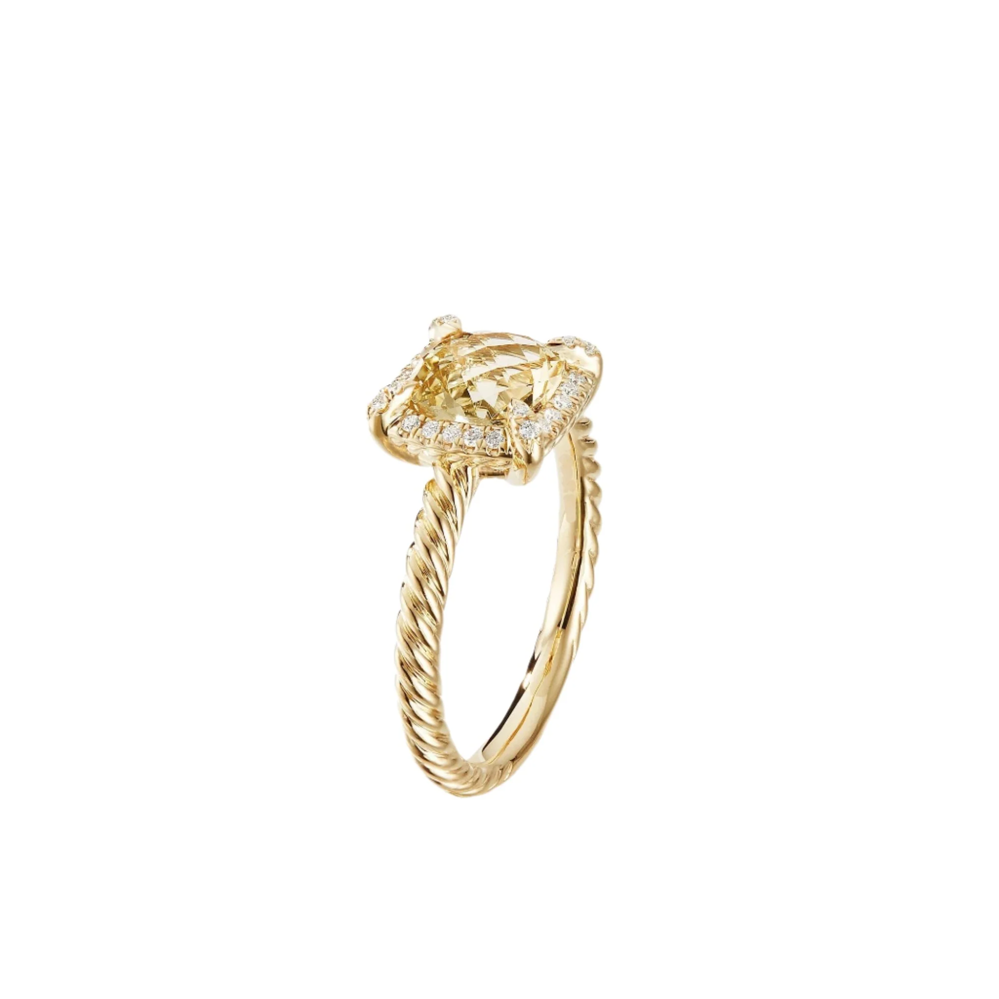 Chatelaine® Pavé Bezel Ring in 18K Yellow Gold with Champagne Citrine - Image 3
