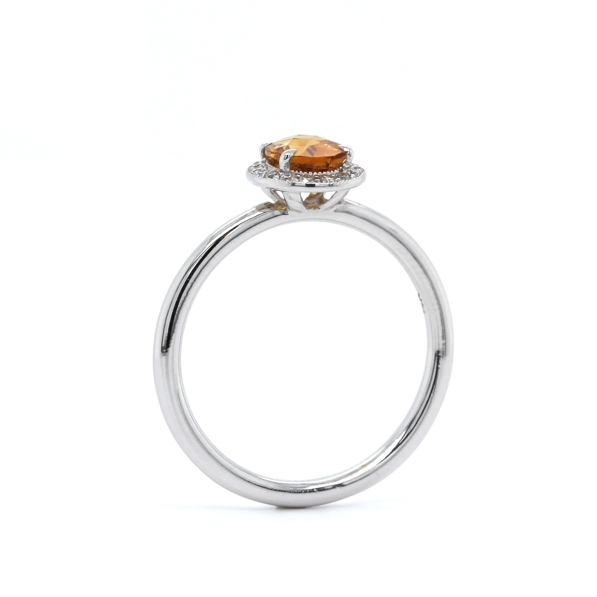14K White Gold Citrine with Diamond Halo Ring - Image 2