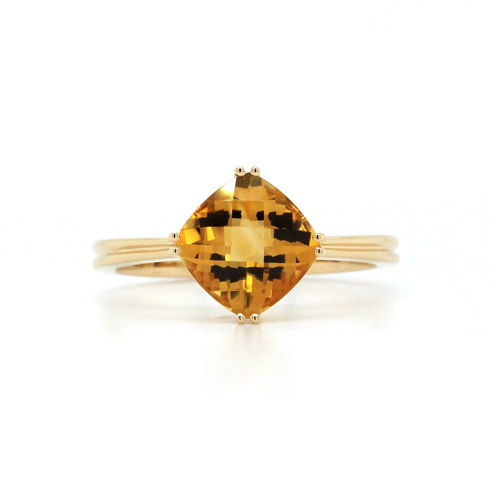 14K Yellow Gold Cushion Citrine Ring