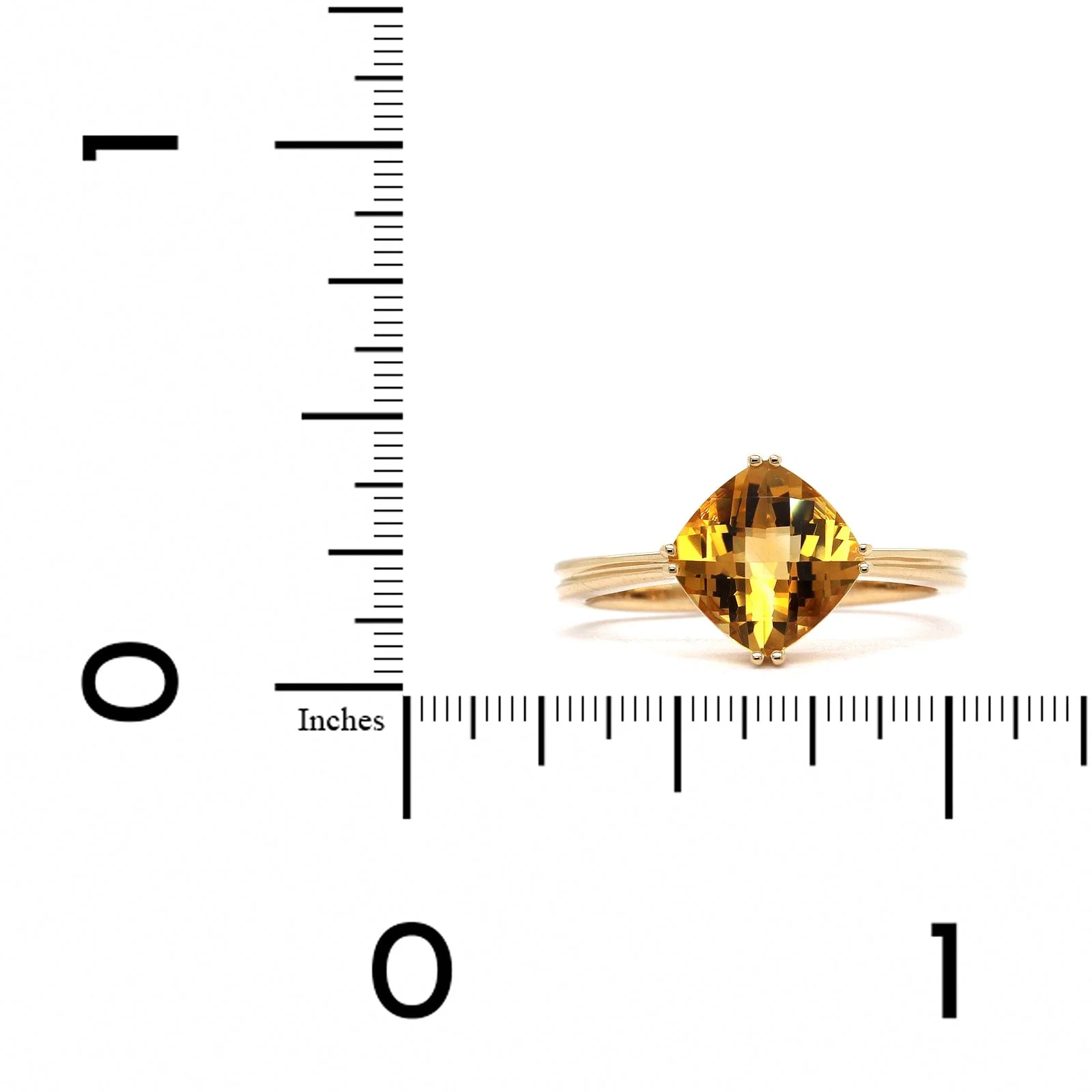 14K Yellow Gold Cushion Citrine Ring - Image 3