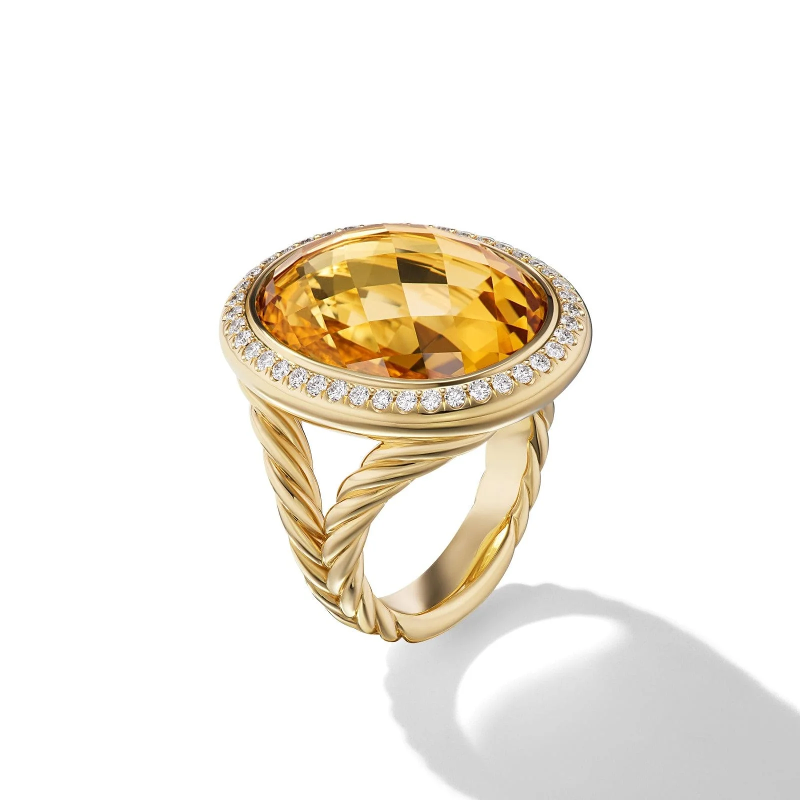 Albion® Oval Ring in 18K Yellow Gold with Citrine and Diamonds, 21mm - Image 3