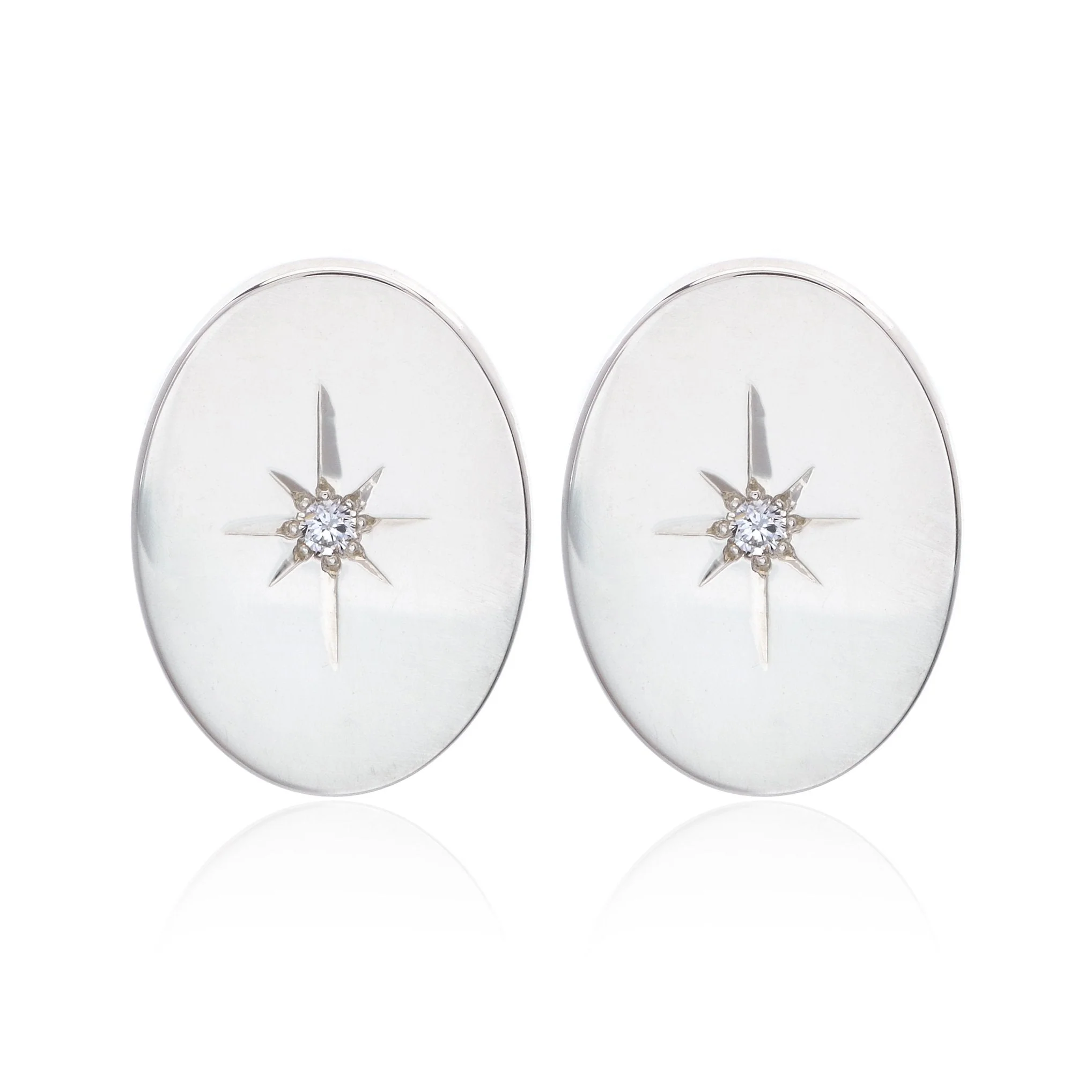 Sterling Silver Diamond Starburst Cufflinks