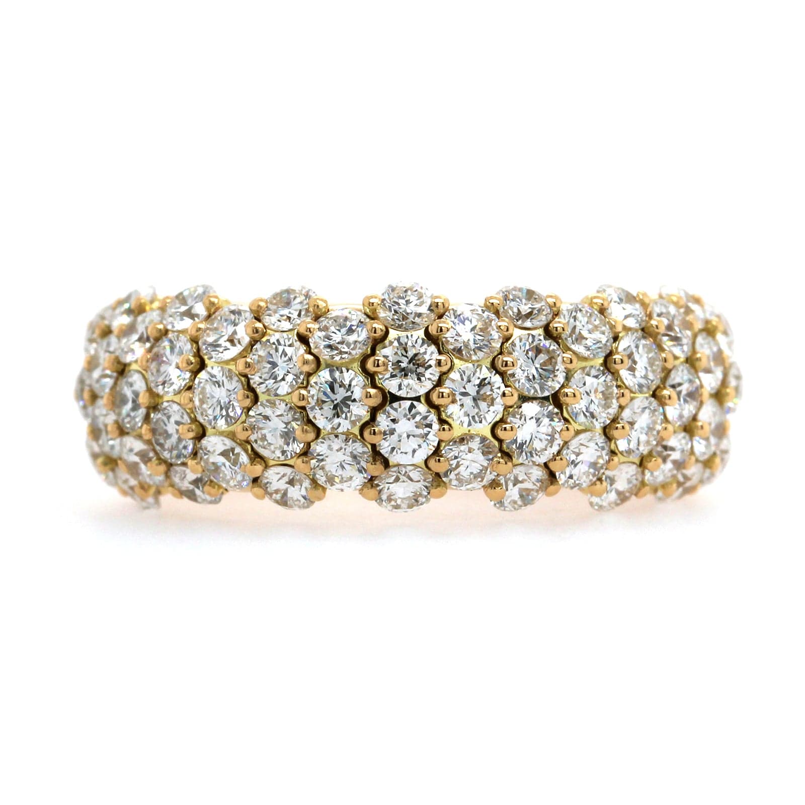 Zydo 18K Yellow Gold Alternating 3 & 4 Diamond Rows Stretch Ring